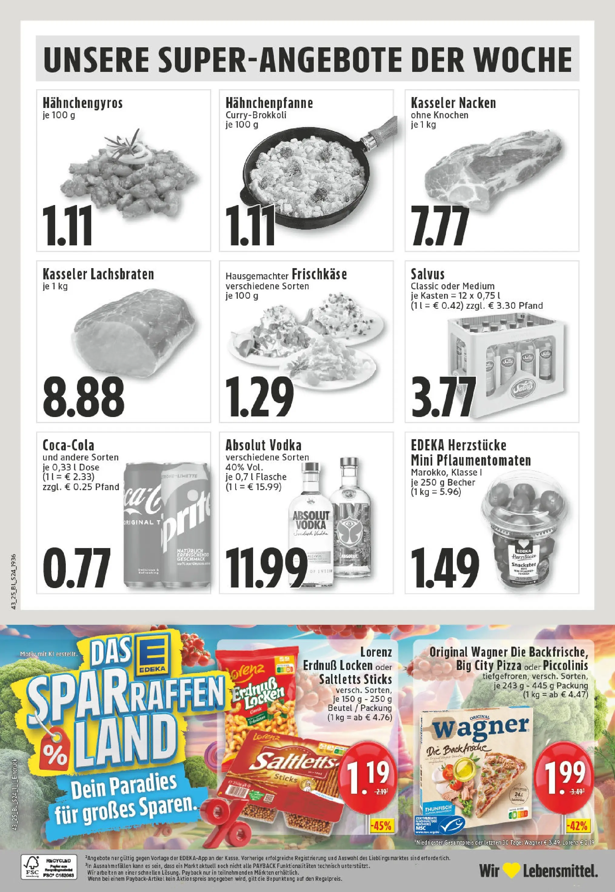 Edeka prospekt Ahaus	 (ab 19.10.2025) » Angebote Online | Seite: 24 | Produkte: Thunfisch, Kasseler nacken, Pizza, Vodka