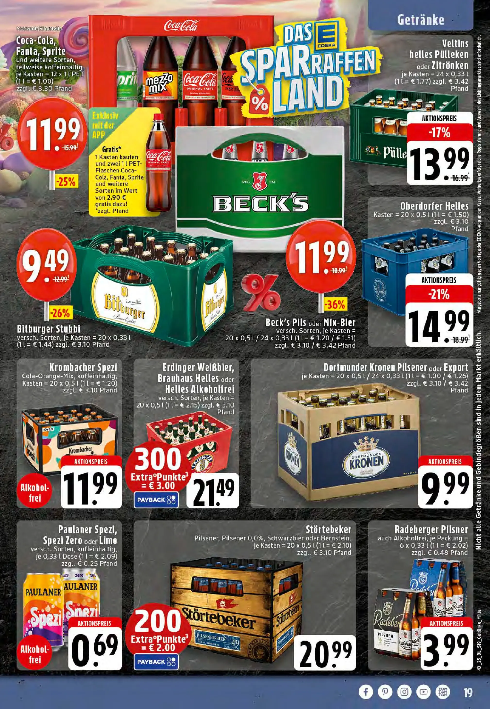 Edeka prospekt Reken-Bahnhof	 (ab 19.10.2025) » Angebote Online | Seite: 19 | Produkte: Bitburger, Krombacher, Paulaner, Veltins