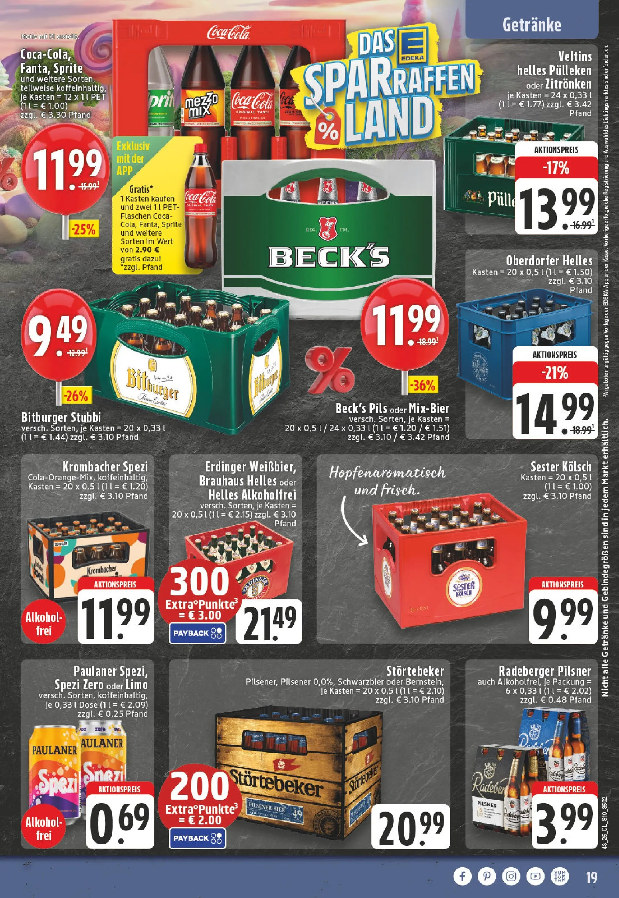 Edeka prospekt Leverkusen	 (ab 19.10.2025) » Angebote Online | Seite: 19 | Produkte: Erdinger, Radeberger pilsner, Paulaner, Veltins