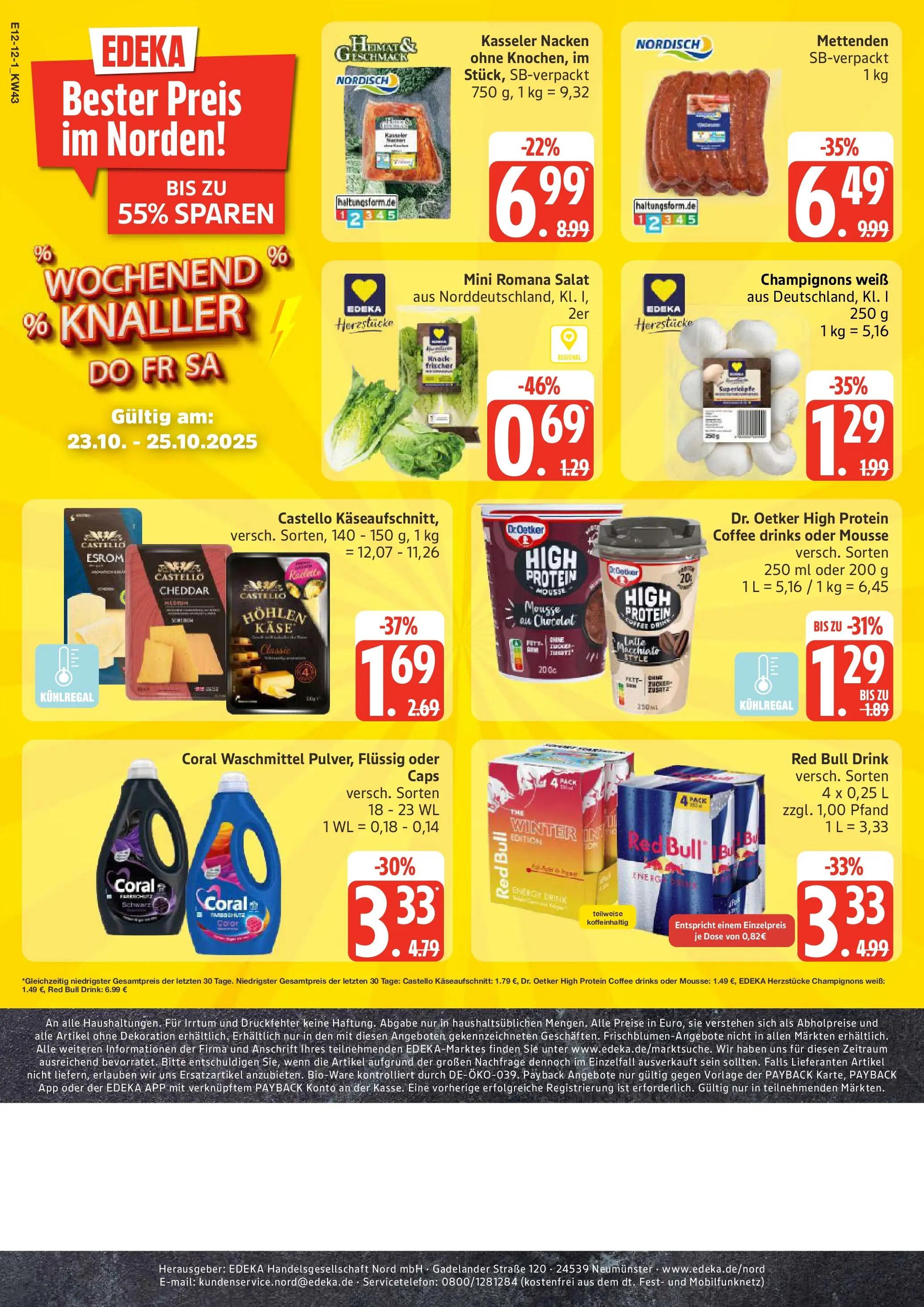 Edeka prospekt Lübeck	 (ab 19.10.2025) » Angebote Online | Seite: 12 | Produkte: Energy, Coral waschmittel, Waschmittel, Raclette