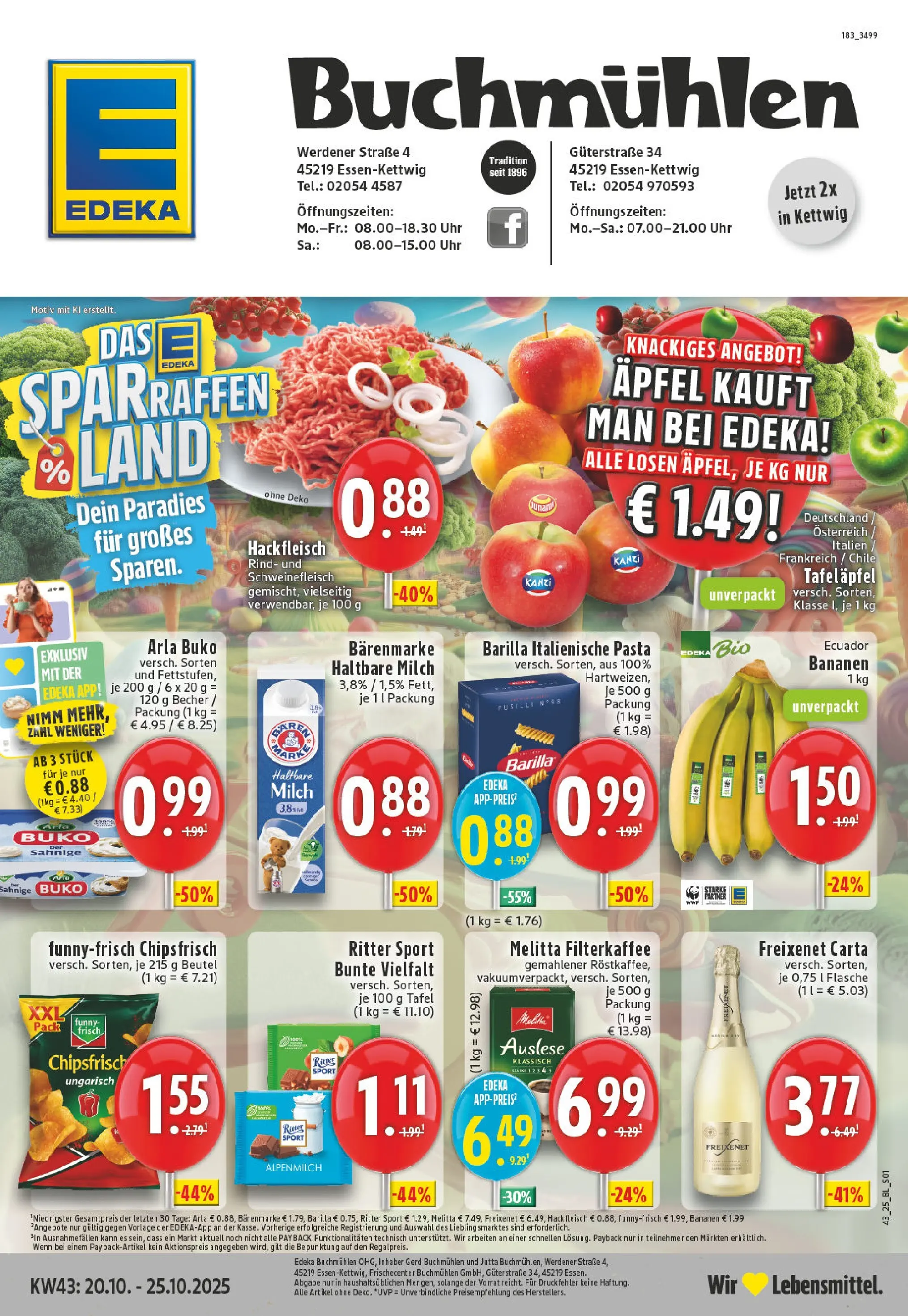 Edeka prospekt Essen-Kettwig	 (ab 19.10.2025) » Angebote Online | Seite: 1 | Produkte: Ritter sport, Arla buko, Schweinefleisch, Fleisch