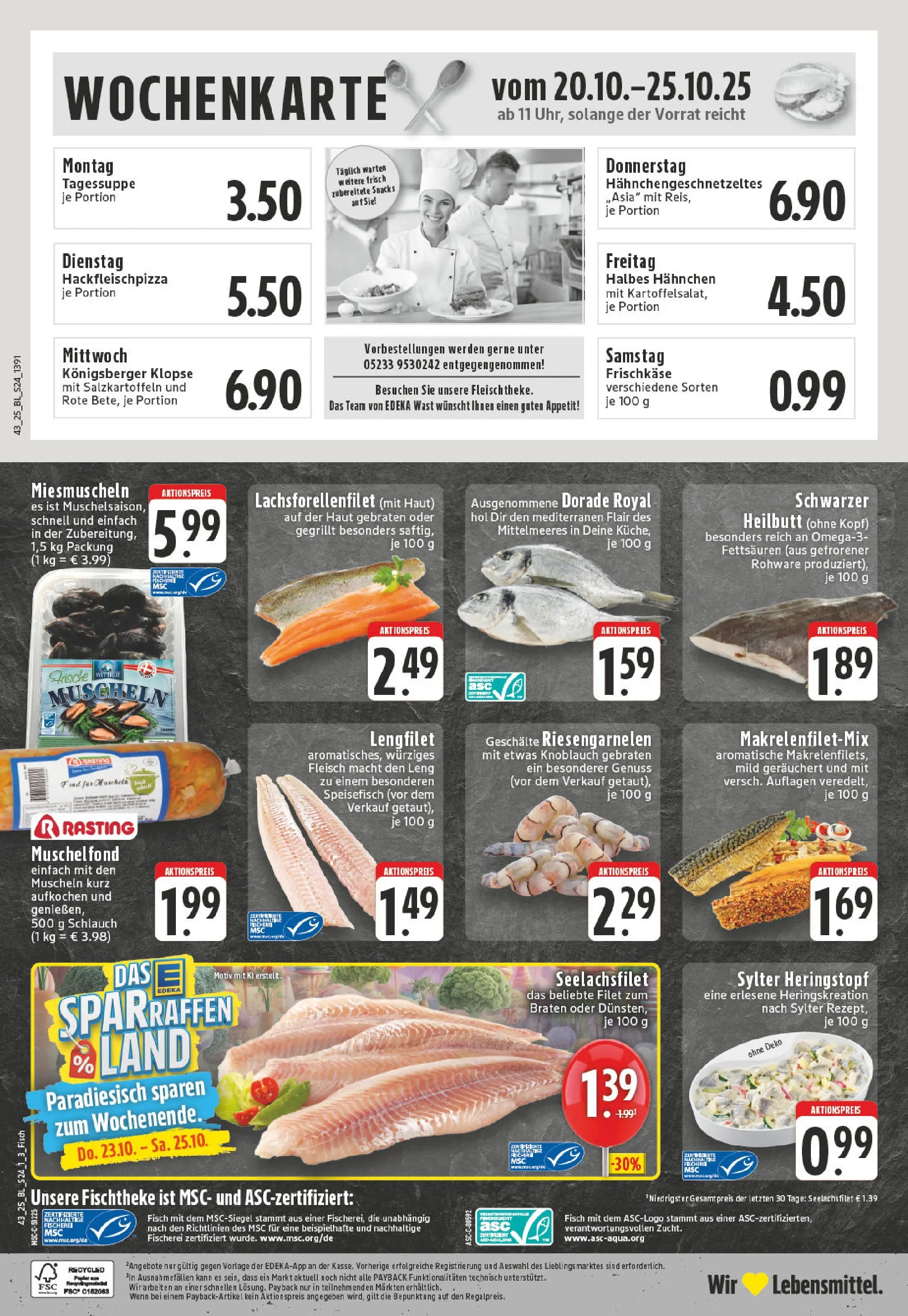 Edeka prospekt Steinheim	 (ab 19.10.2025) » Angebote Online | Seite: 24 | Produkte: Dorade, Hahnchen, Knoblauch, Fleisch