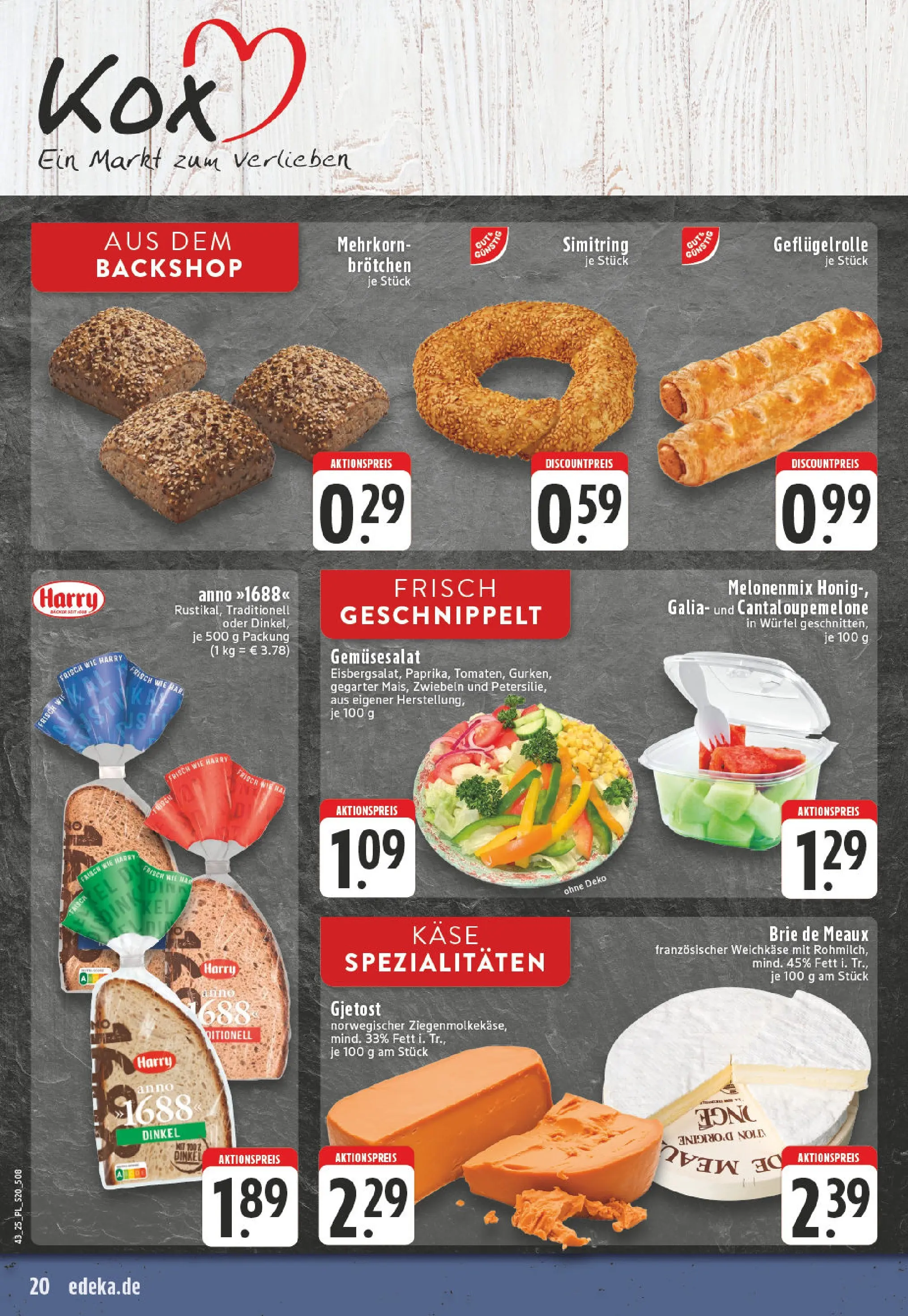 Edeka prospekt Kerken-Aldekerk	 (ab 19.10.2025) » Angebote Online | Seite: 20 | Produkte: Käse, Zwiebeln