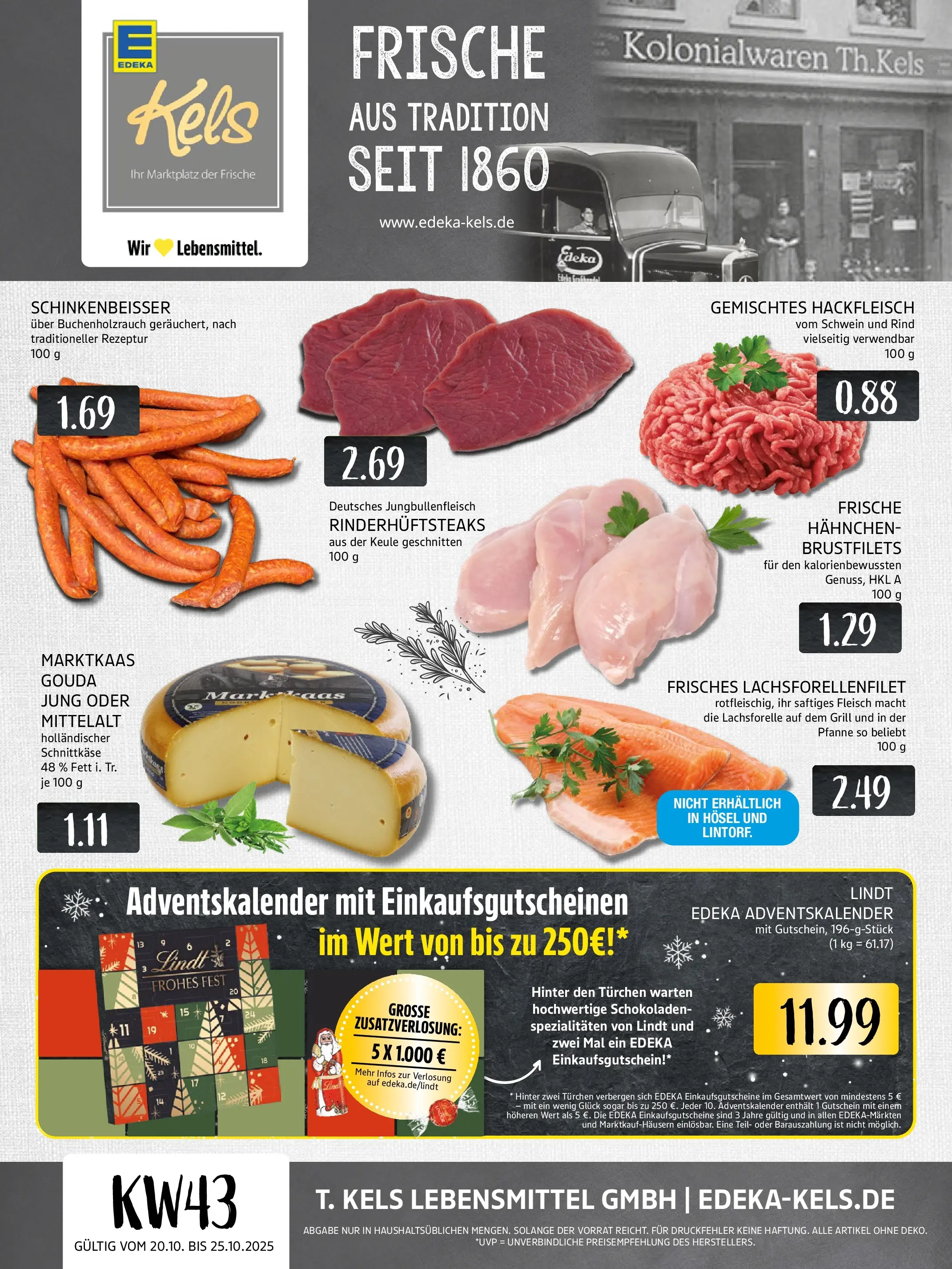 Edeka prospekt Ratingen-Hösel	 (ab 19.10.2025) » Angebote Online | Seite: 1 | Produkte: Gouda, Lindt, Fleisch, Hackfleisch