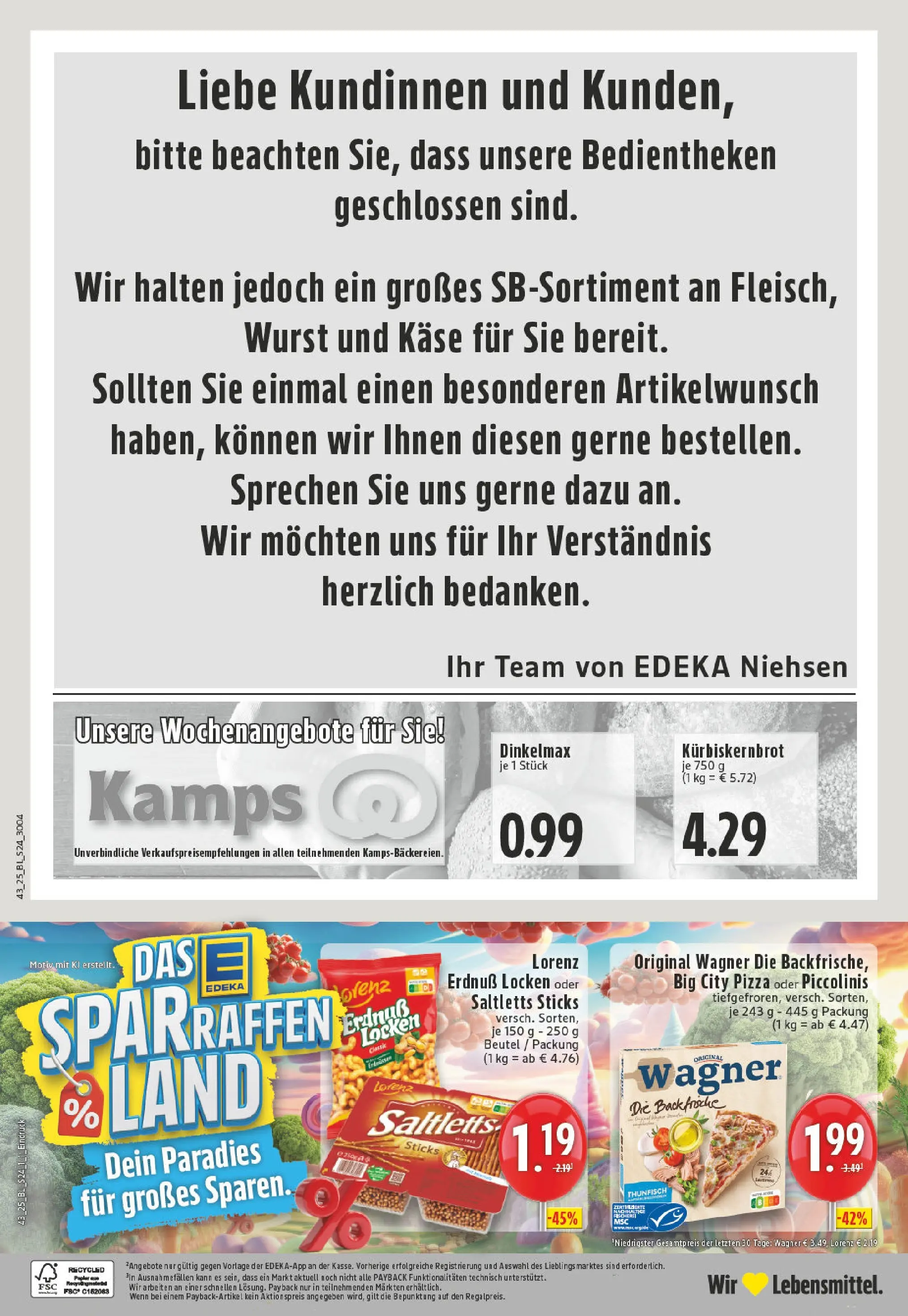 Edeka prospekt Neuss-Meertal	 (ab 19.10.2025) » Angebote Online | Seite: 24 | Produkte: Käse, Thunfisch, Wurst, Piccolinis