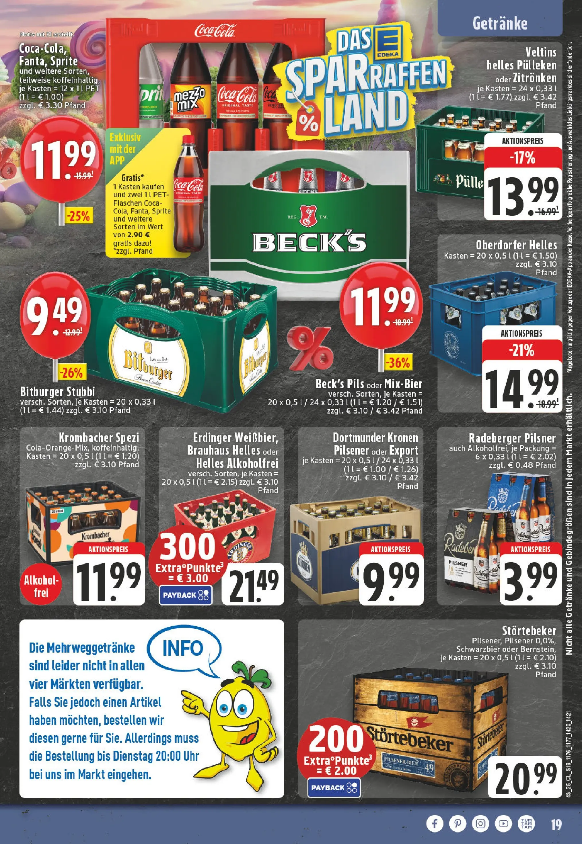 Edeka prospekt Welver	 (ab 19.10.2025) » Angebote Online | Seite: 19 | Produkte: Sprite, Erdinger, Pils, Krombacher