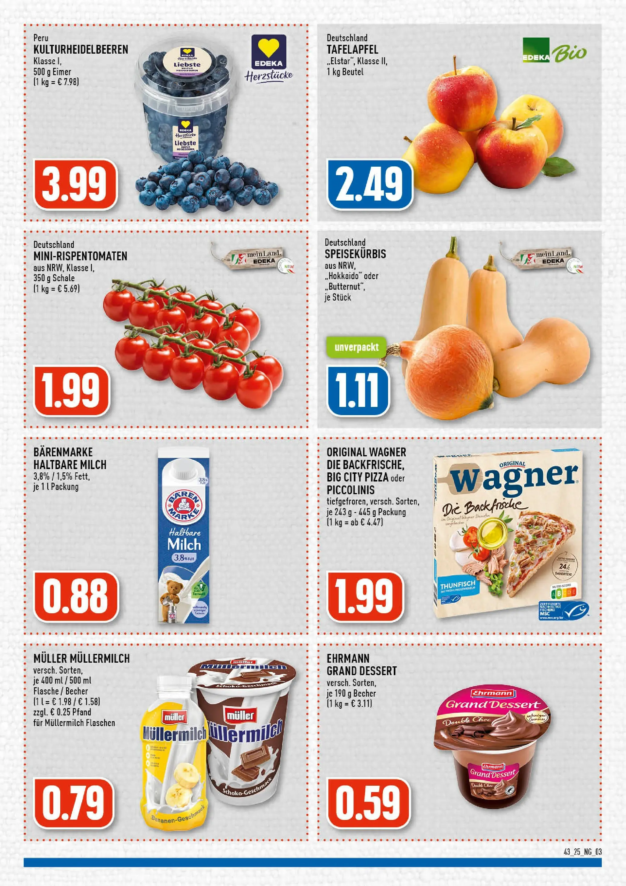 Edeka prospekt Köln-Vingst	 (ab 19.10.2025) » Angebote Online | Seite: 3 | Produkte: Milch, Ehrmann grand dessert, Pizza, Muller mullermilch