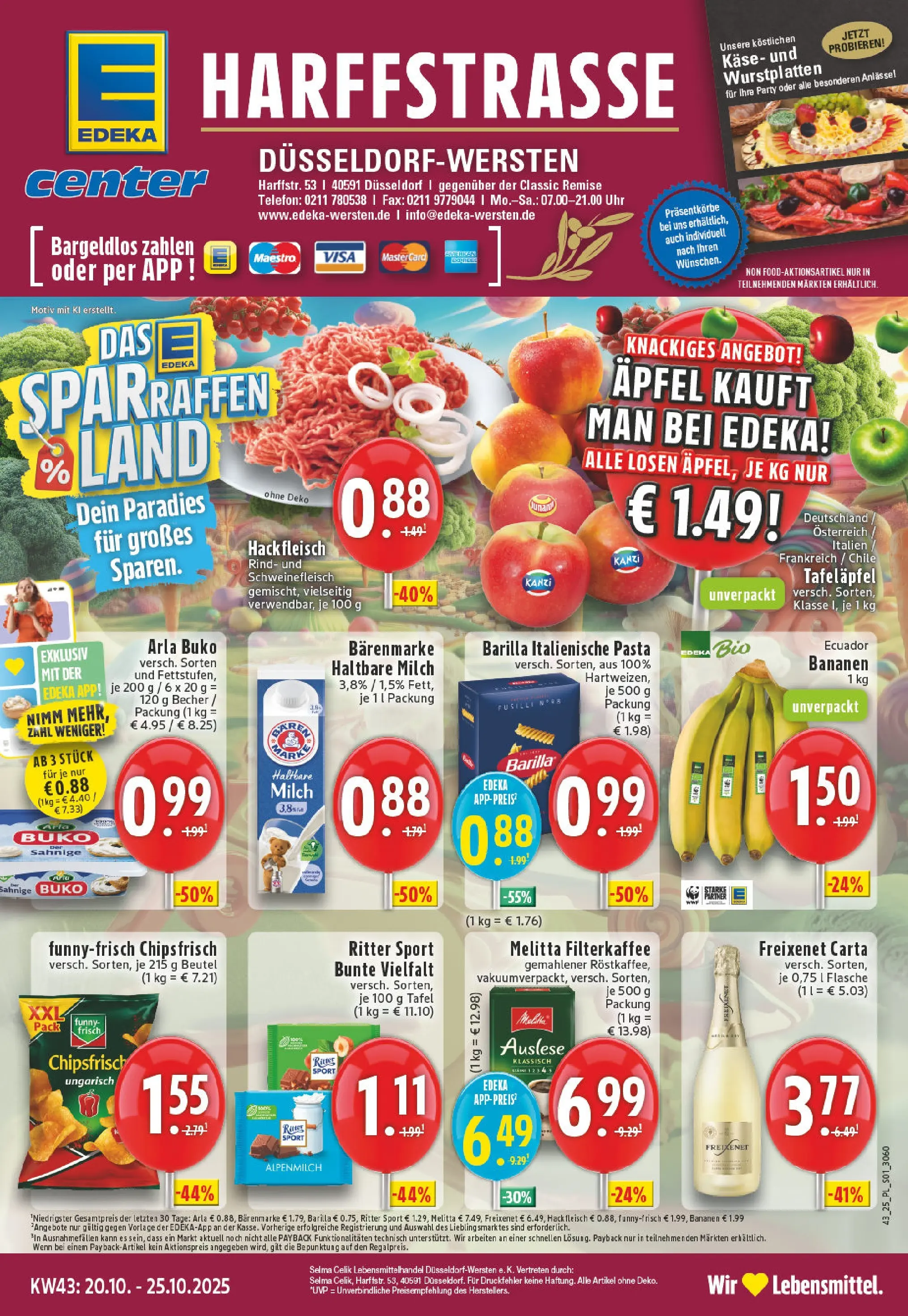 Edeka prospekt Düsseldorf	 (ab 19.10.2025) » Angebote Online | Seite: 1 | Produkte: Milch, Käse, Barilla, Pasta