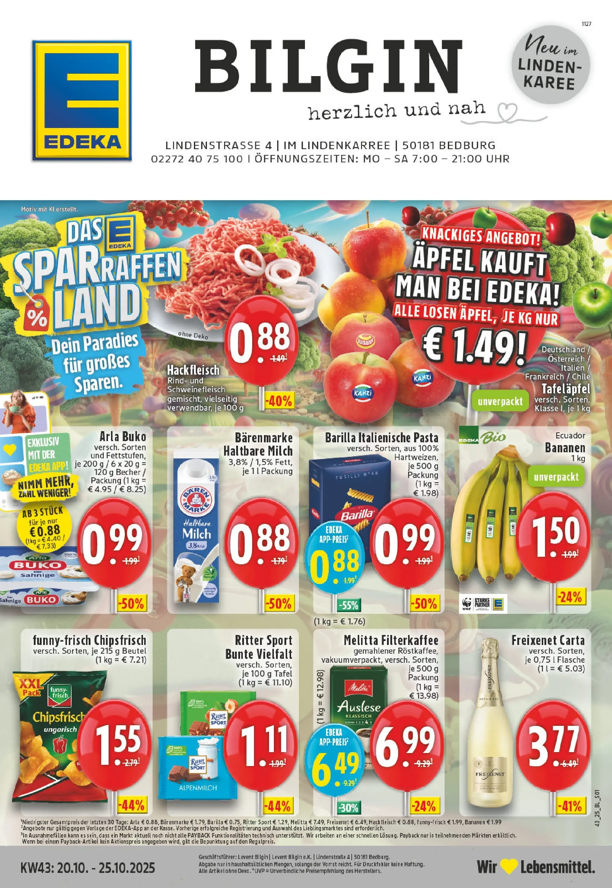 Edeka prospekt Bedburg	 (ab 19.10.2025) » Angebote Online | Seite: 1 | Produkte: Exquisa, Hohes c, Pizza, Saft
