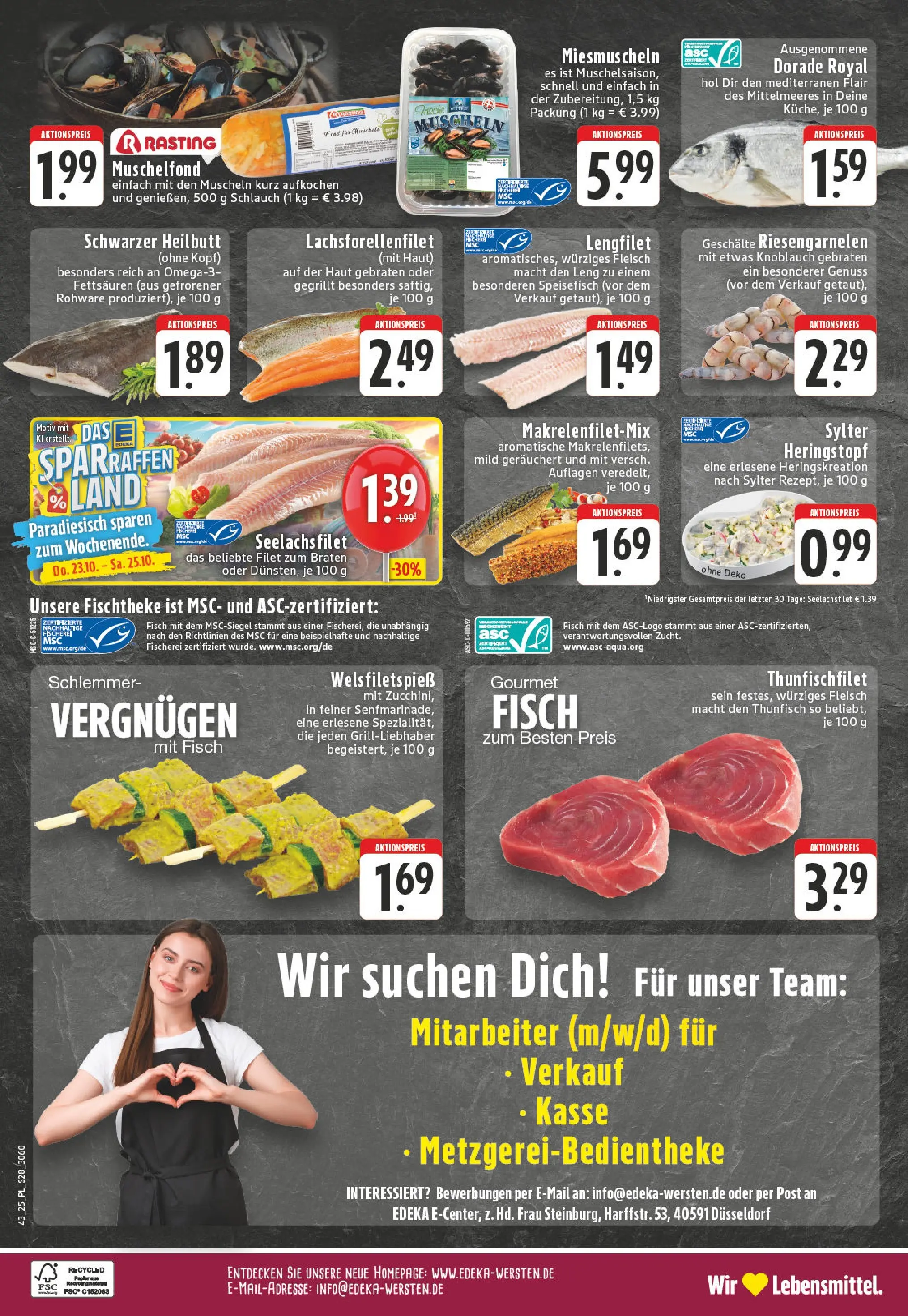 Edeka prospekt Düsseldorf	 (ab 19.10.2025) » Angebote Online | Seite: 28 | Produkte: Dorade, Thunfisch, Knoblauch, Fleisch