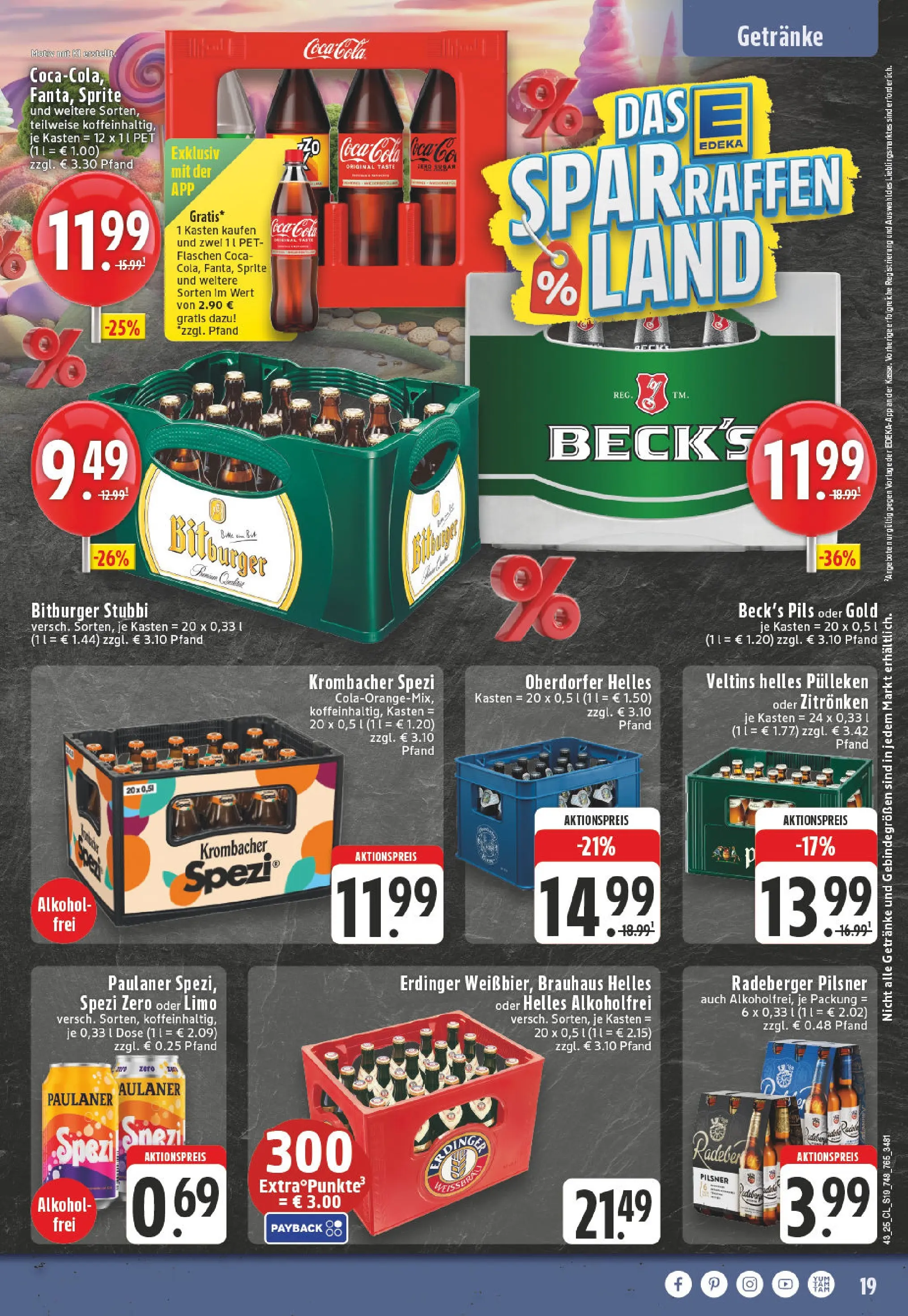 Edeka prospekt Mönchengladbach	 (ab 19.10.2025) » Angebote Online | Seite: 19 | Produkte: Bitburger, Sprite, Krombacher, Veltins