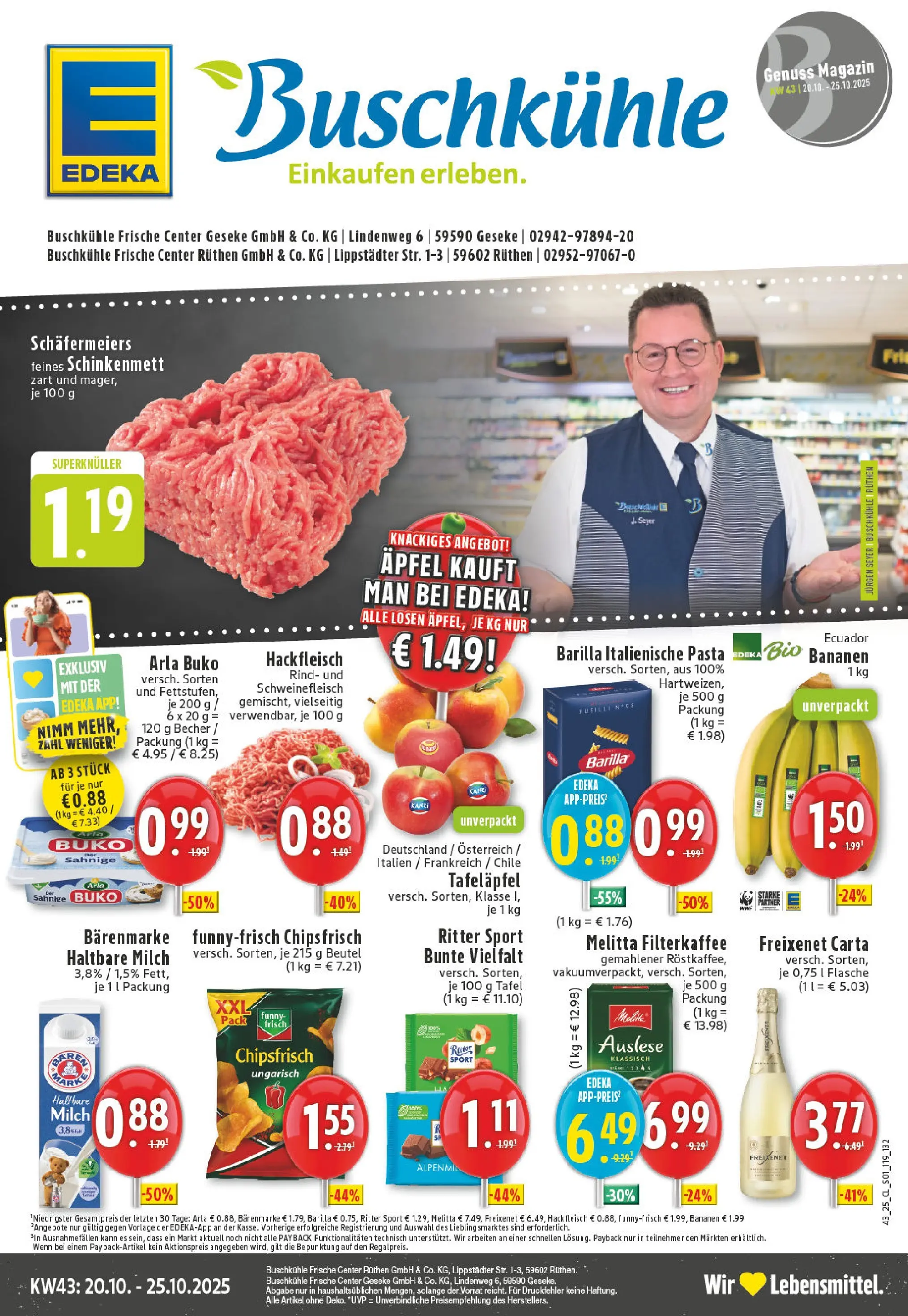 Edeka prospekt Geseke	 (ab 19.10.2025) » Angebote Online | Seite: 1 | Produkte: Milch, Barilla, Freixenet, Haltbare milch