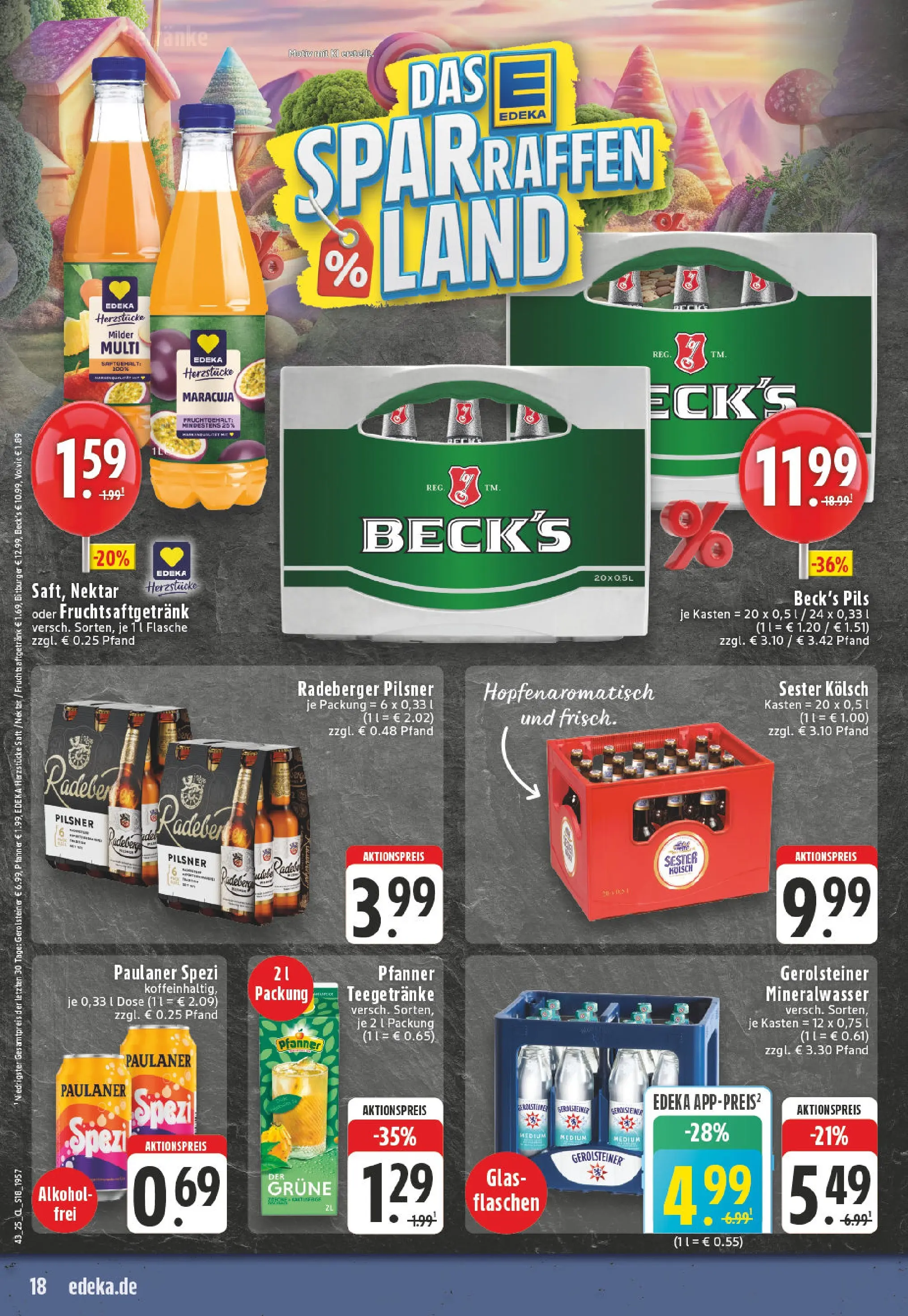 Edeka prospekt Leverkusen-Schlebusch	 (ab 19.10.2025) » Angebote Online | Seite: 18 | Produkte: Bitburger, Paulaner spezi, Mineralwasser, Radeberger pilsner