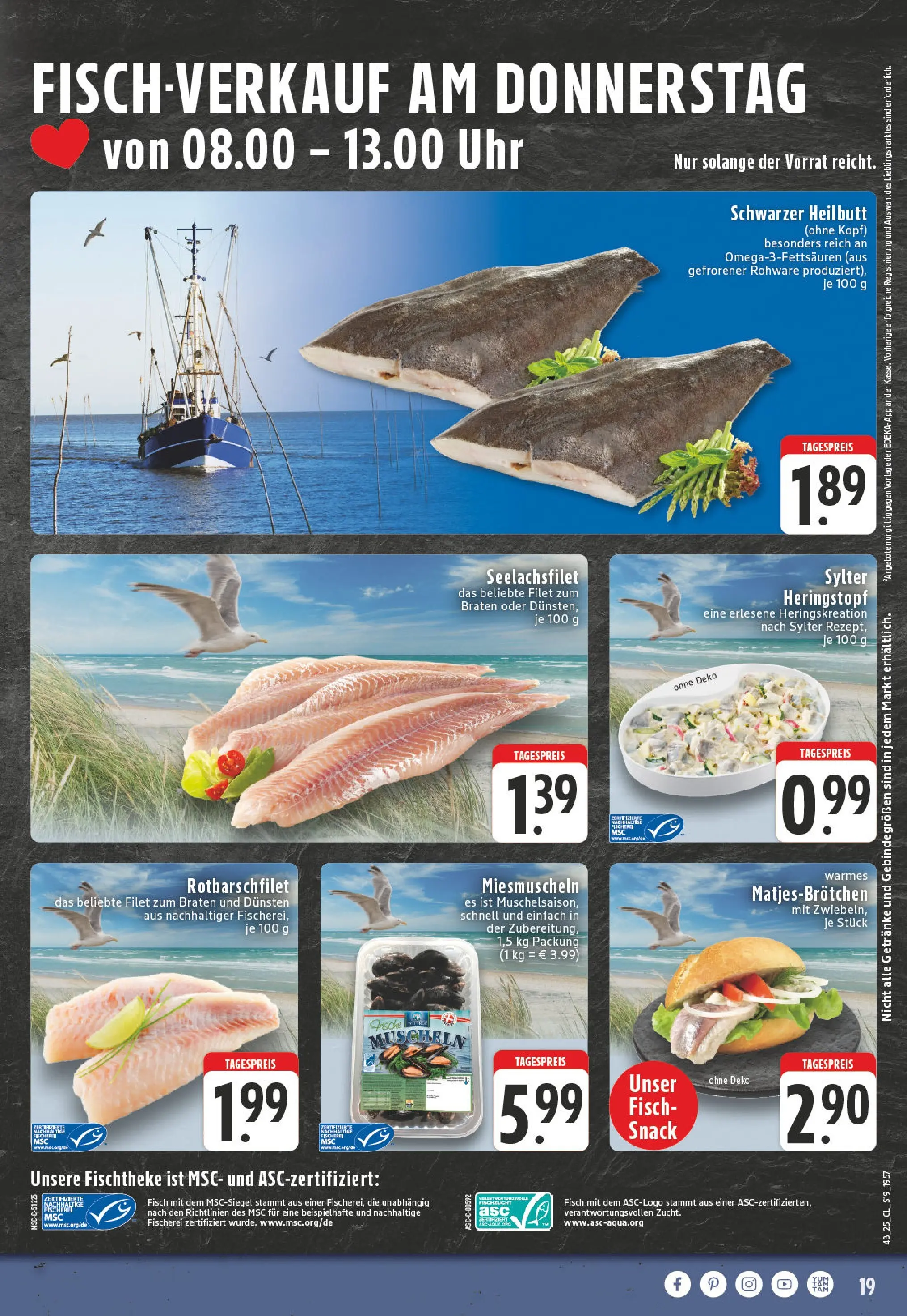 Edeka prospekt Leverkusen-Schlebusch	 (ab 19.10.2025) » Angebote Online | Seite: 19 | Produkte: Fisch, Uhr