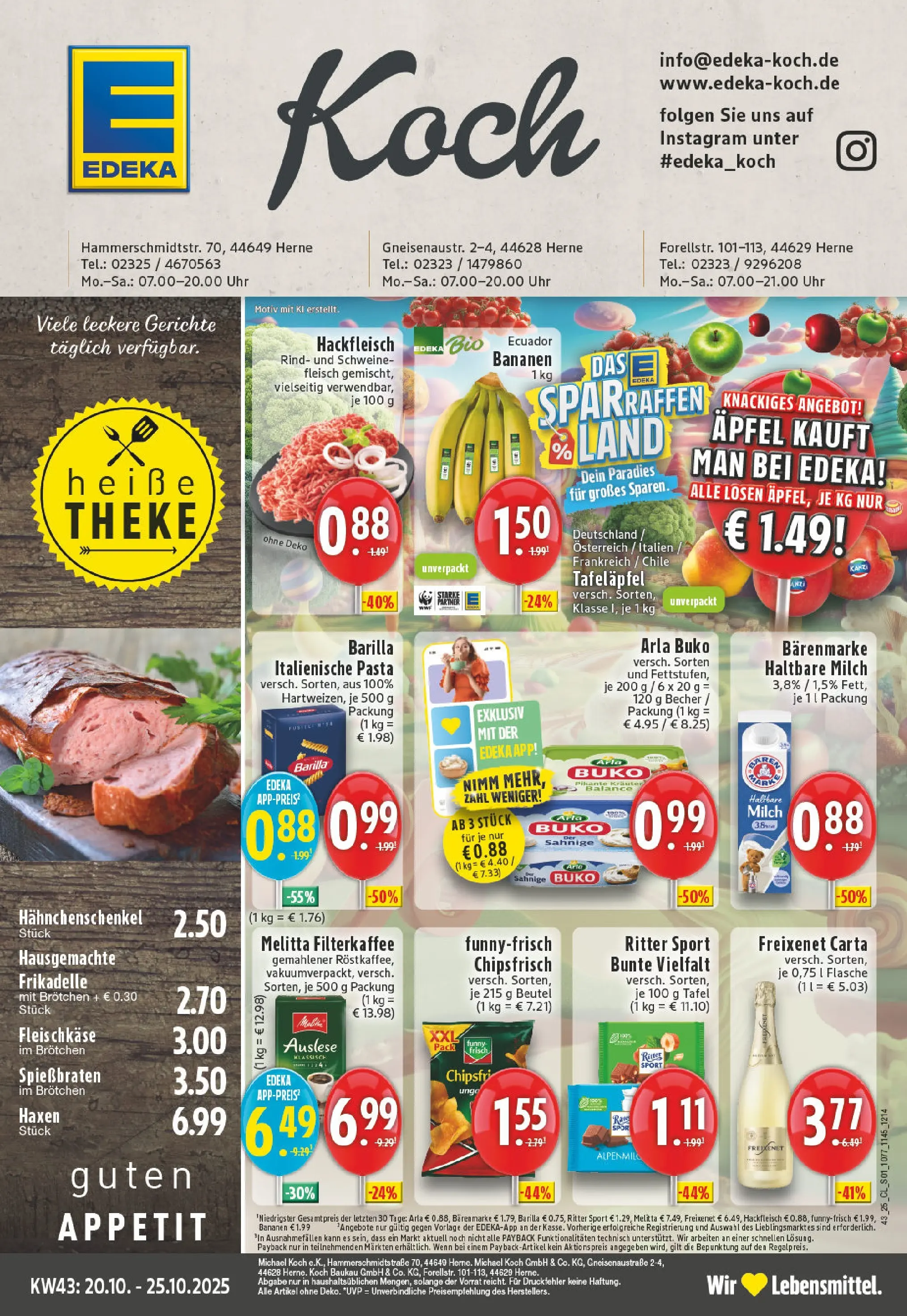 Edeka prospekt Herne	 (ab 19.10.2025) » Angebote Online | Seite: 1 | Produkte: Melitta, Arla buko, Pasta, Schweinefleisch
