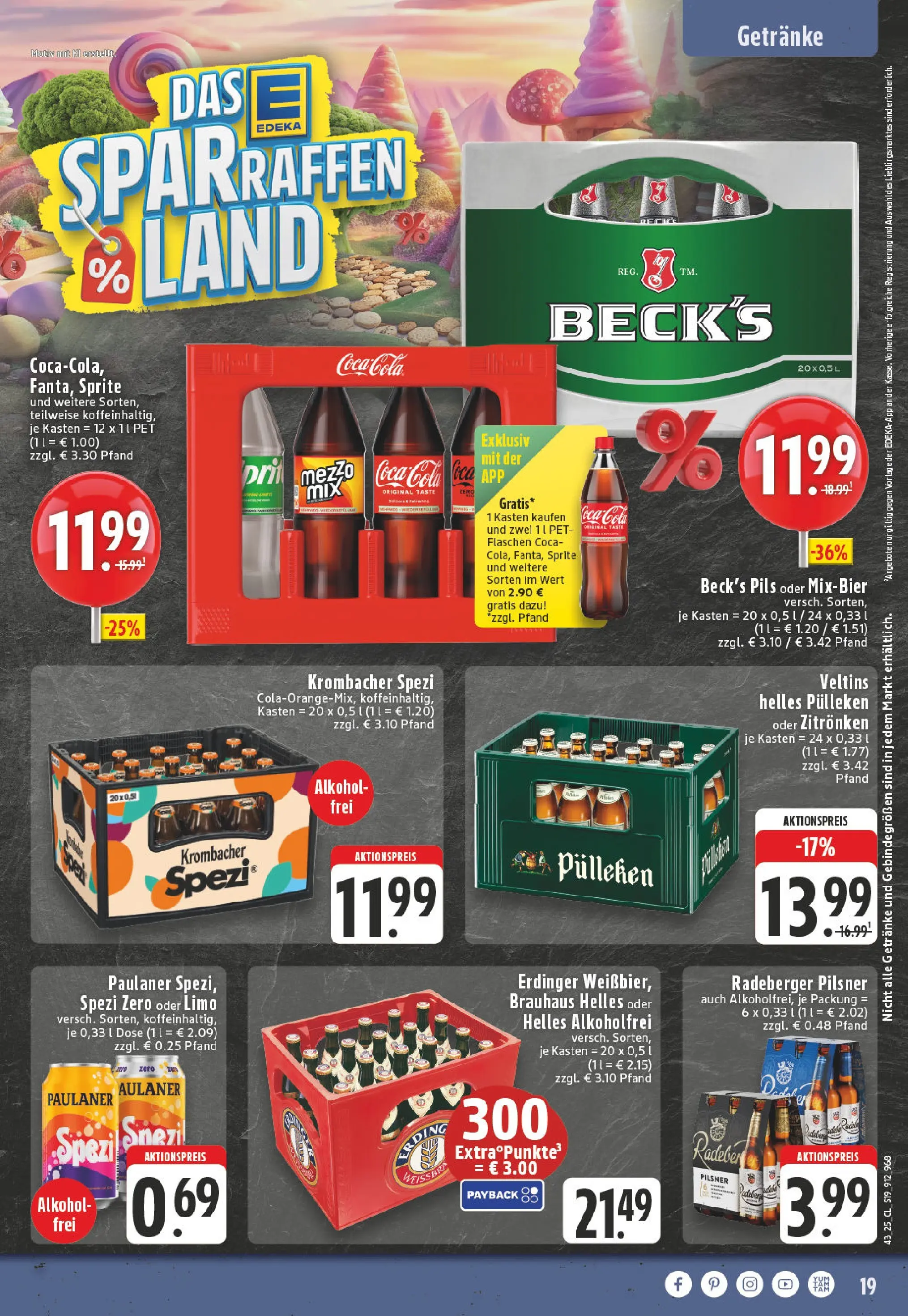 Edeka prospekt Beckum	 (ab 19.10.2025) » Angebote Online | Seite: 19 | Produkte: Sprite, Erdinger, Radeberger pilsner, Paulaner