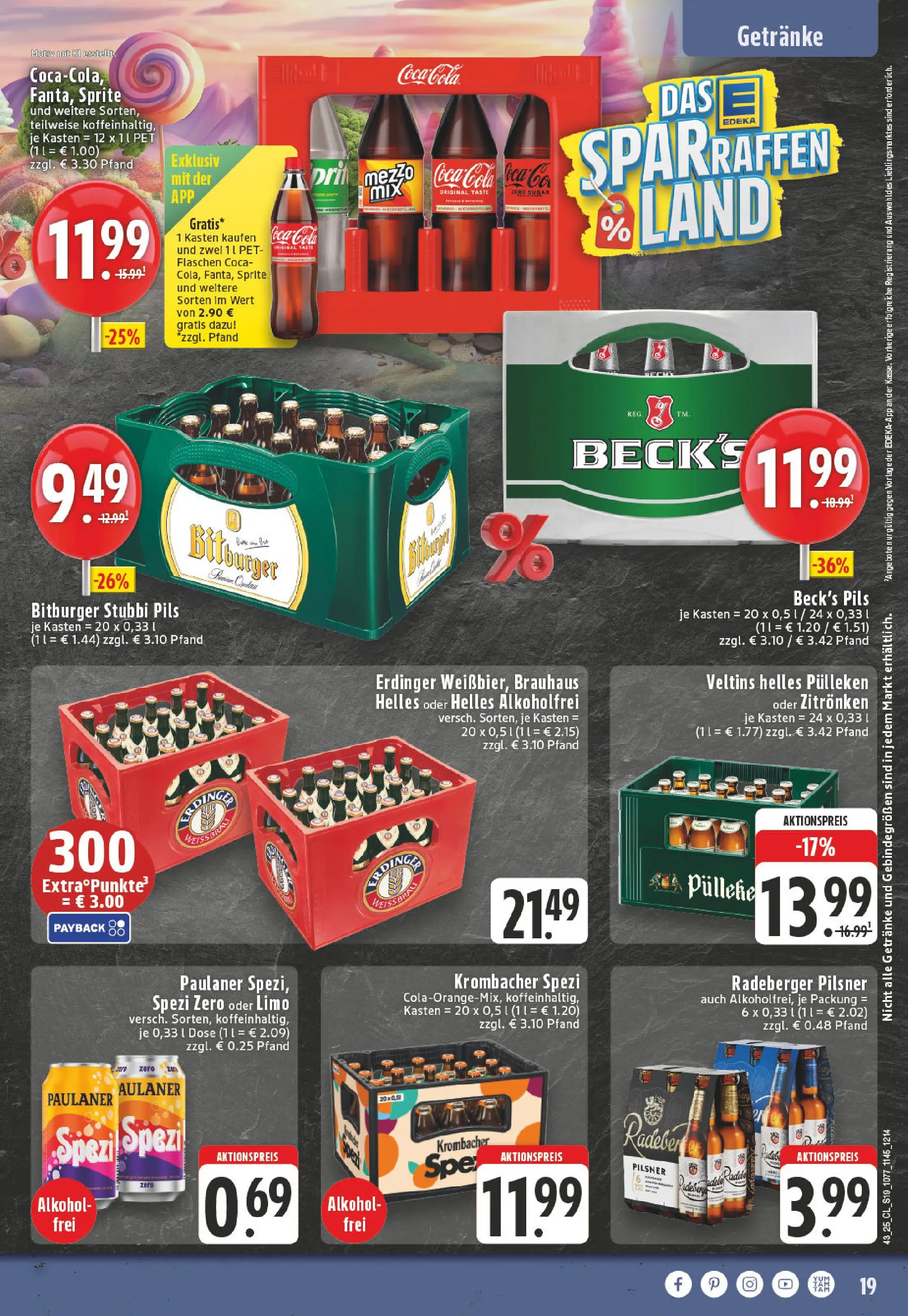 Edeka prospekt Herne	 (ab 19.10.2025) » Angebote Online | Seite: 19 | Produkte: Helles pulleken, Coca cola, Radeberger pilsner, Veltins