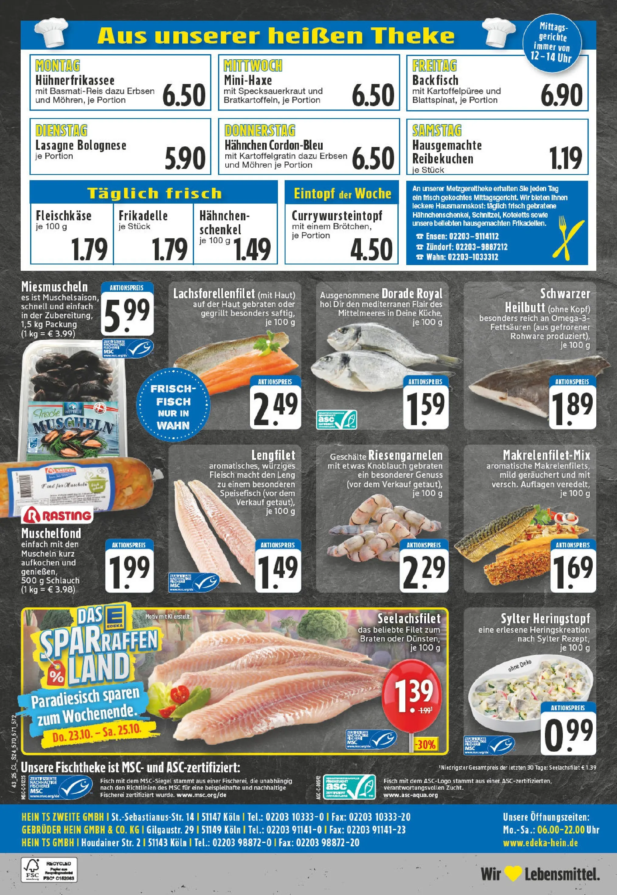 Edeka prospekt Köln	 (ab 20.10.2025) » Angebote Online | Seite: 24 | Produkte: Hahnchenschenkel, Mohren, Fisch, Erbsen