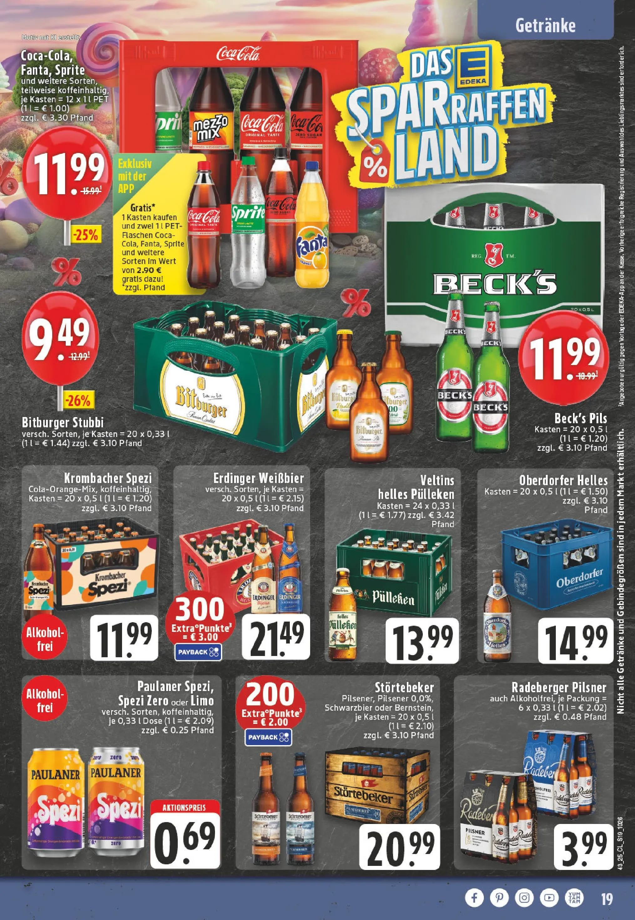 Edeka prospekt Koblenz	 (ab 19.10.2025) » Angebote Online | Seite: 19 | Produkte: Cola, Pils, Radeberger pilsner, Paulaner