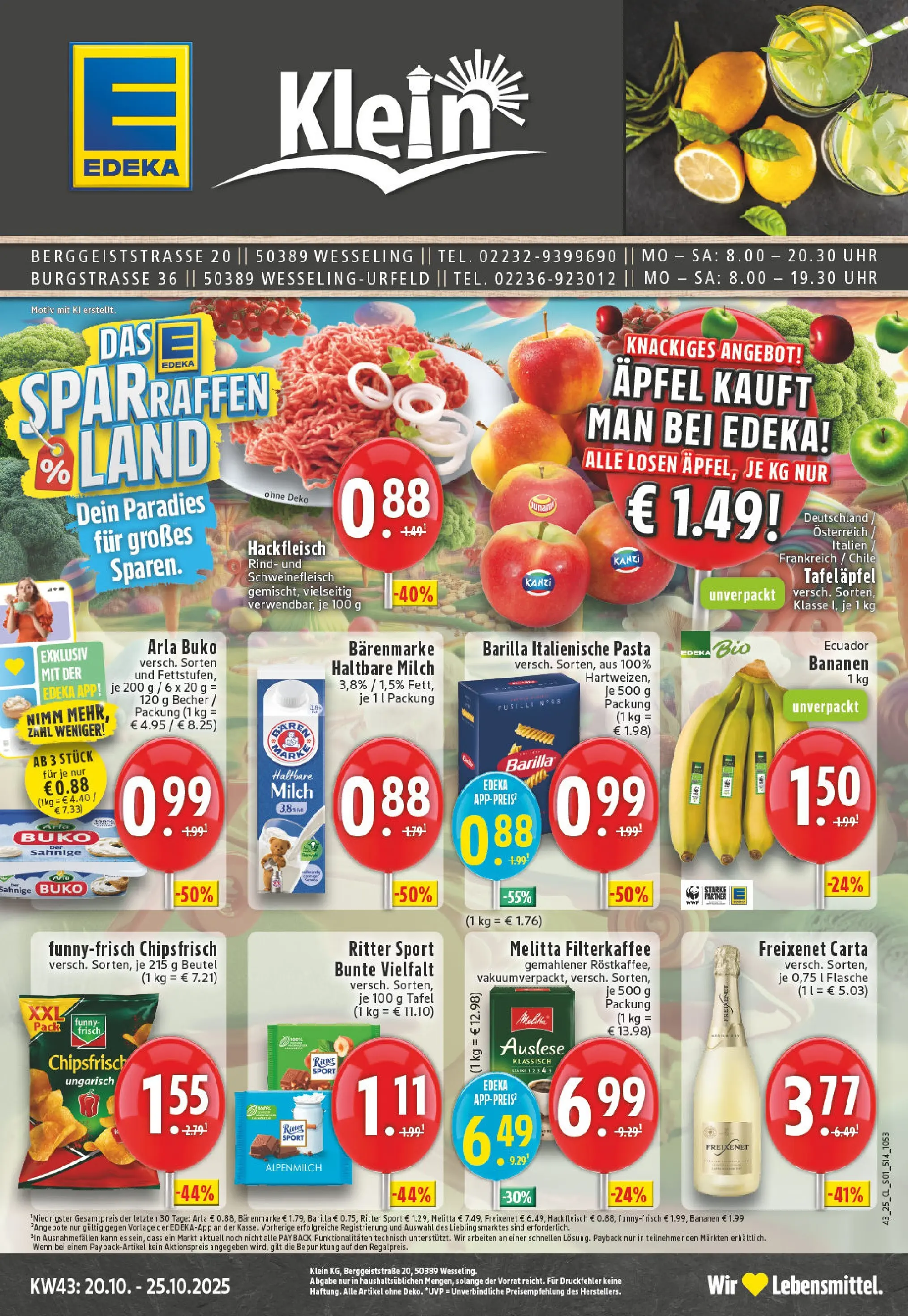 Edeka prospekt Wesseling-Berzdorf	 (ab 19.10.2025) » Angebote Online | Seite: 1 | Produkte: Barilla, Freixenet, Haltbare milch, Schweinefleisch