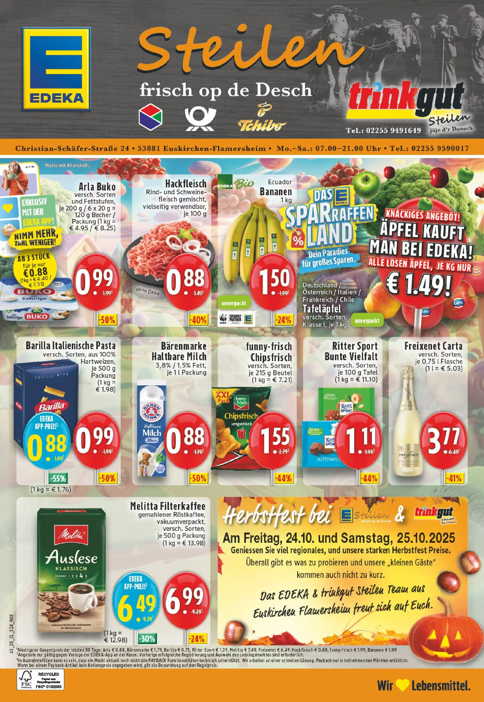 Edeka prospekt Euskirchen	 (ab 19.10.2025) » Angebote Online | Seite: 24 | Produkte: Milch, Äpfel, Chips, Uhr