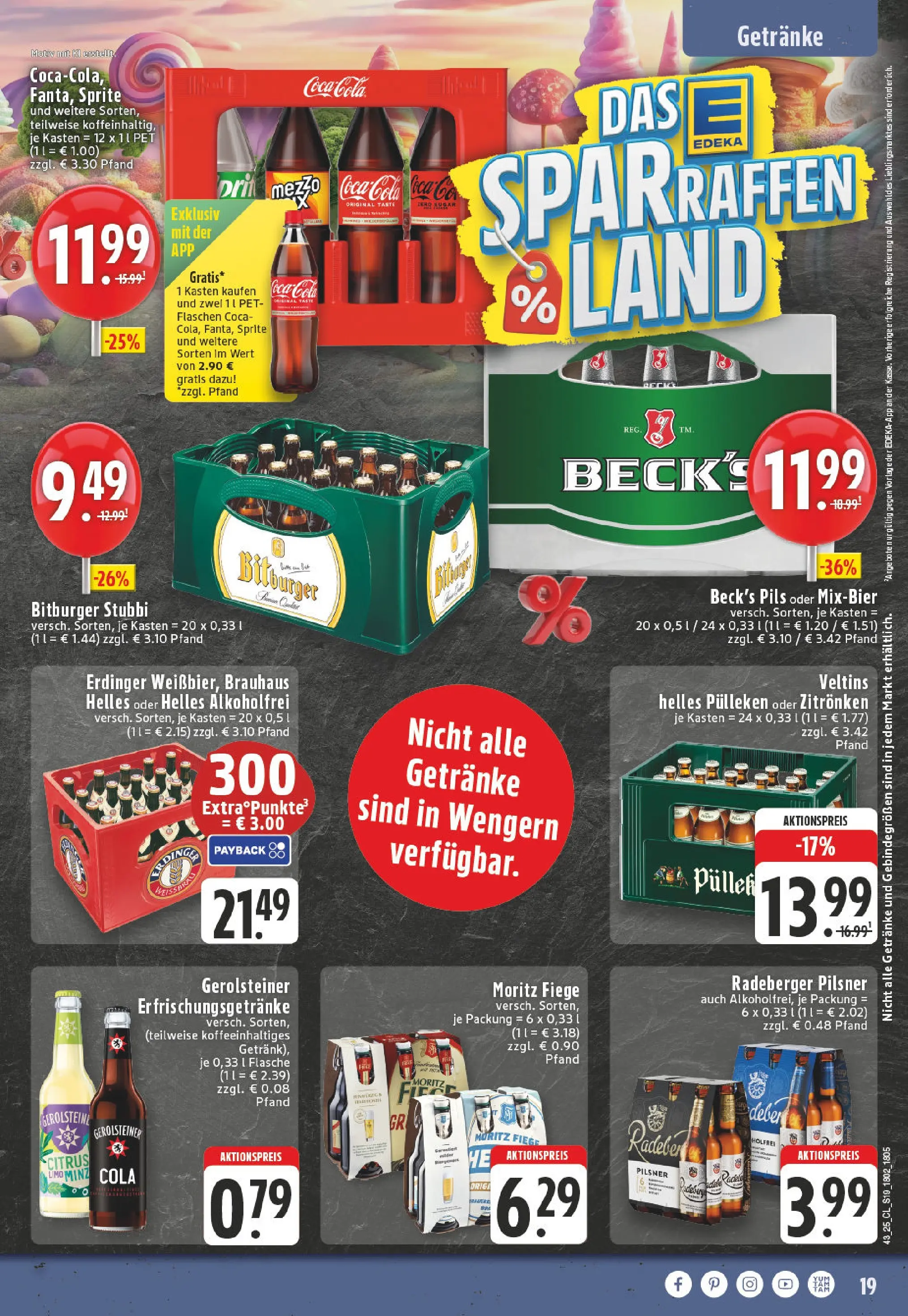 Edeka prospekt Witten-Bommern	 (ab 19.10.2025) » Angebote Online | Seite: 19 | Produkte: Helles pulleken, Bitburger, Erdinger, Cola