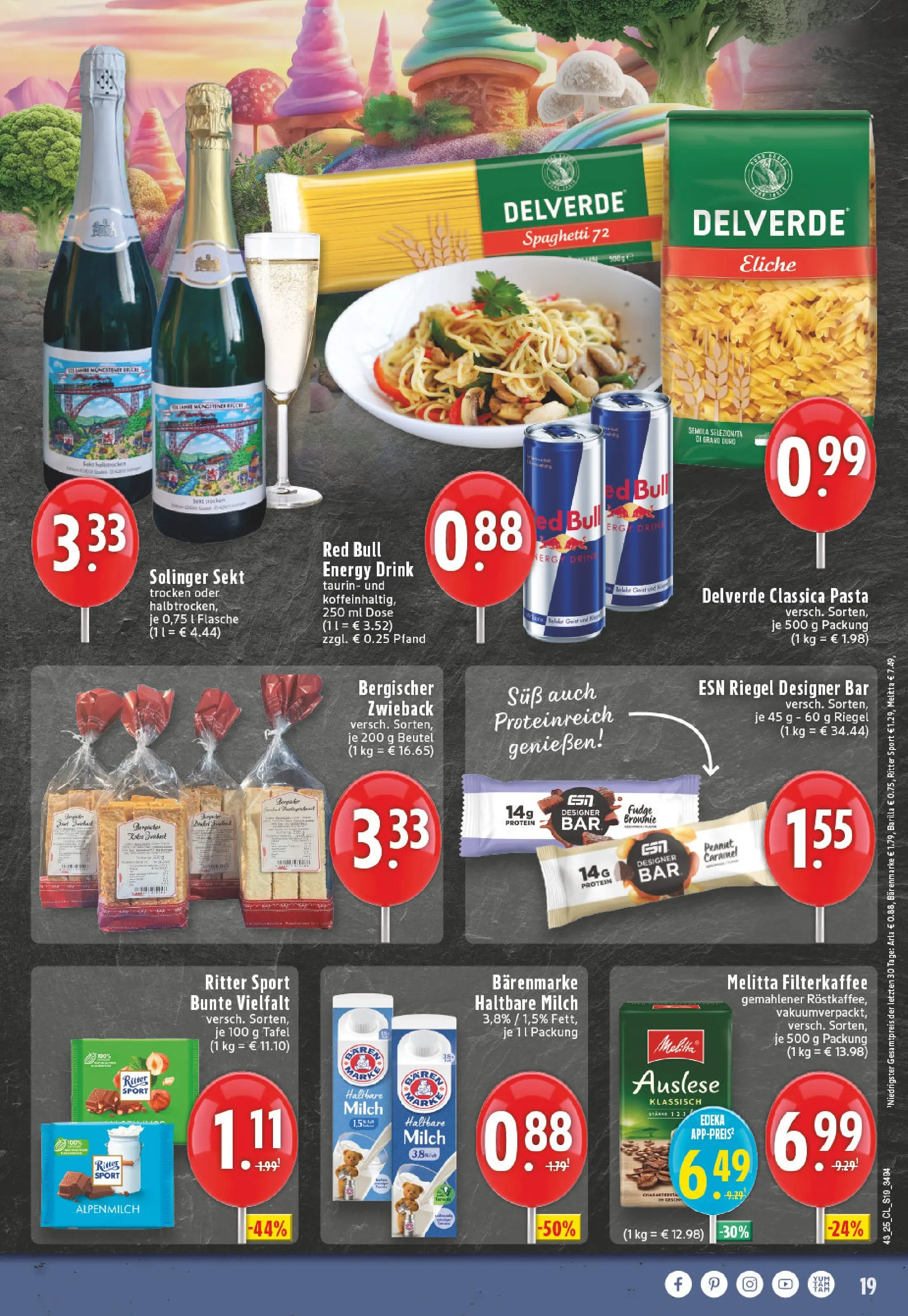 Edeka prospekt Solingen	 (ab 19.10.2025) » Angebote Online | Seite: 19 | Produkte: Melitta, Milch, Energy, Haltbare milch