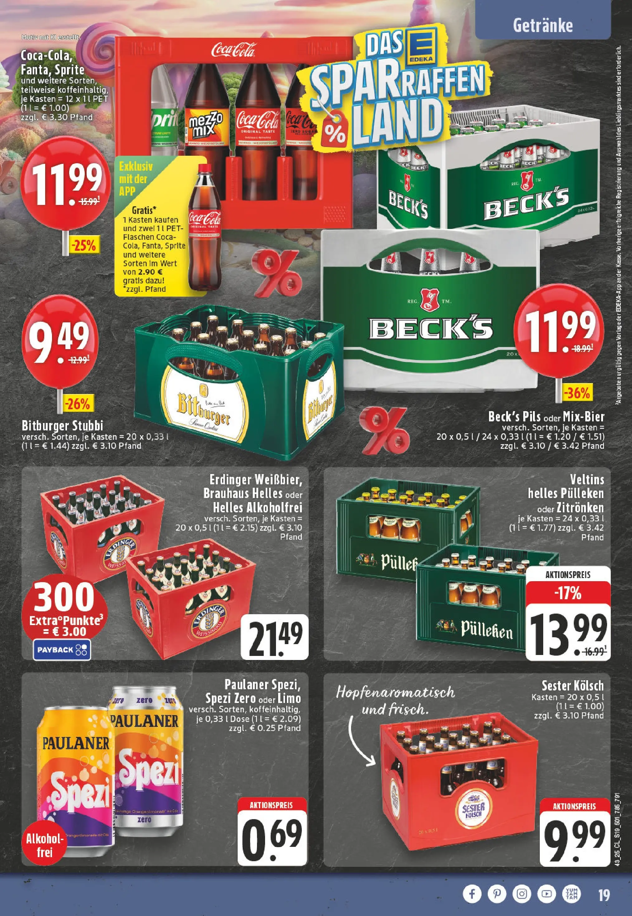 Edeka prospekt Siegburg	 (ab 19.10.2025) » Angebote Online | Seite: 19 | Produkte: Bitburger, Erdinger, Pils, Veltins