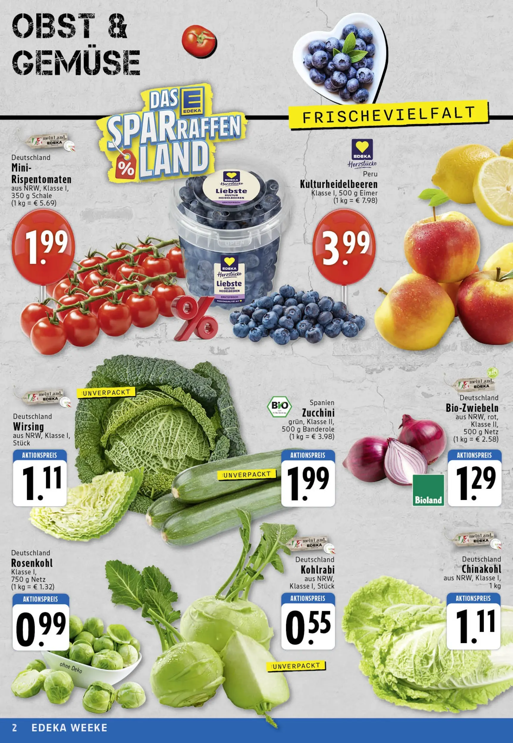 Edeka prospekt Köln	 (ab 19.10.2025) » Angebote Online | Seite: 2 | Produkte: Kohlrabi, Heidelbeeren, Obst, Chinakohl