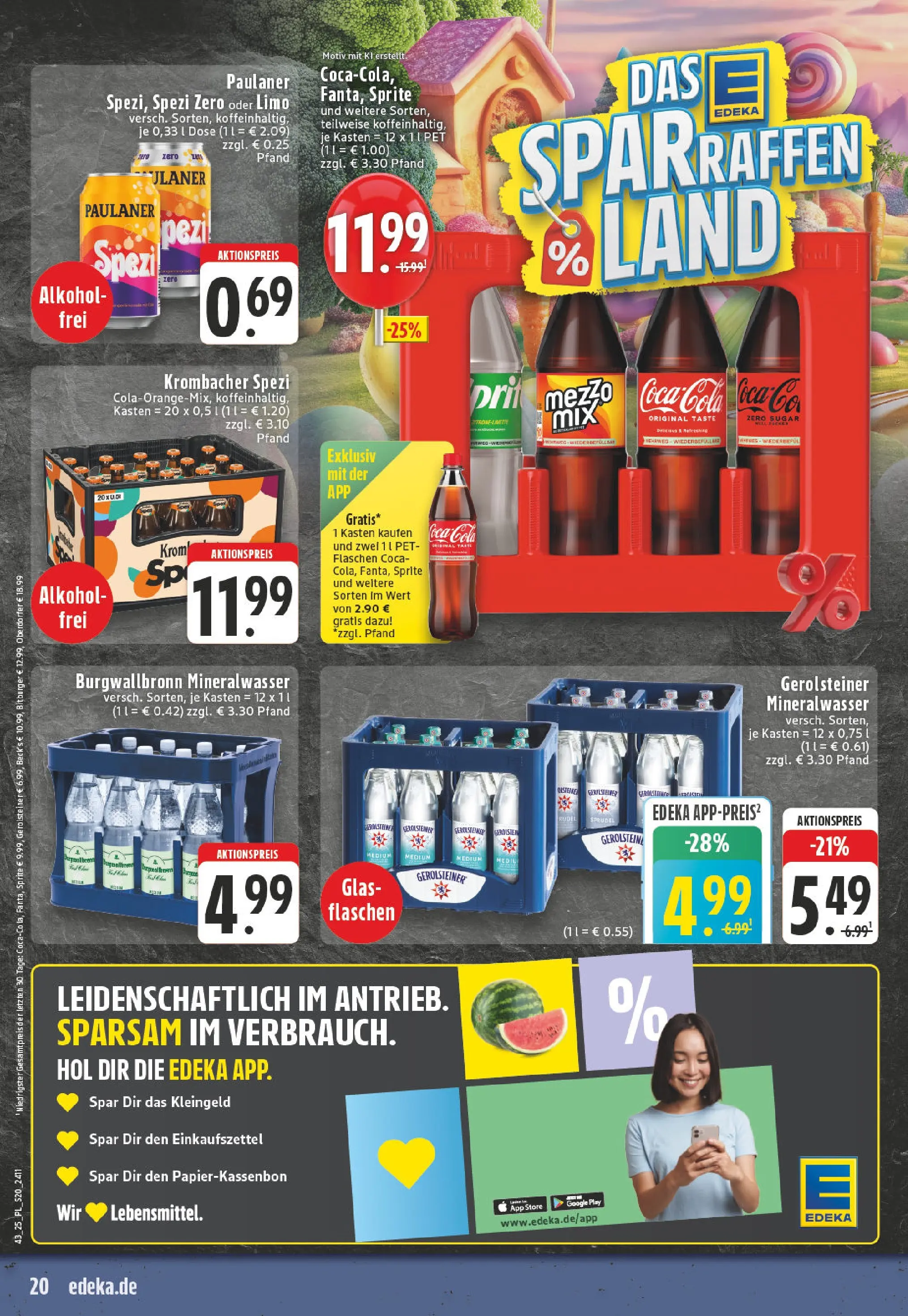 Edeka prospekt Wesel	 (ab 19.10.2025) » Angebote Online | Seite: 20 | Produkte: Bitburger, Coca cola, Sprite, Mineralwasser