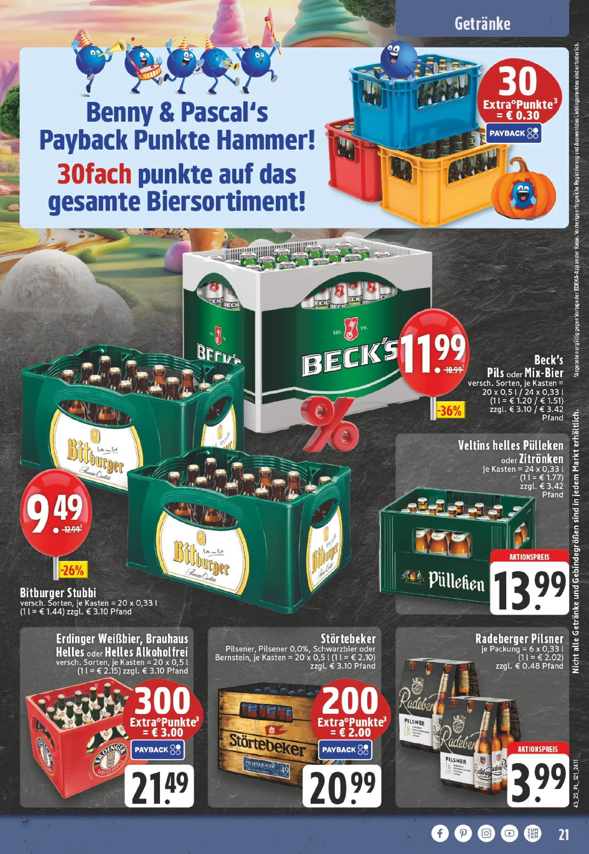 Edeka prospekt Wesel	 (ab 19.10.2025) » Angebote Online | Seite: 21 | Produkte: Bitburger, Erdinger, Pils, Veltins