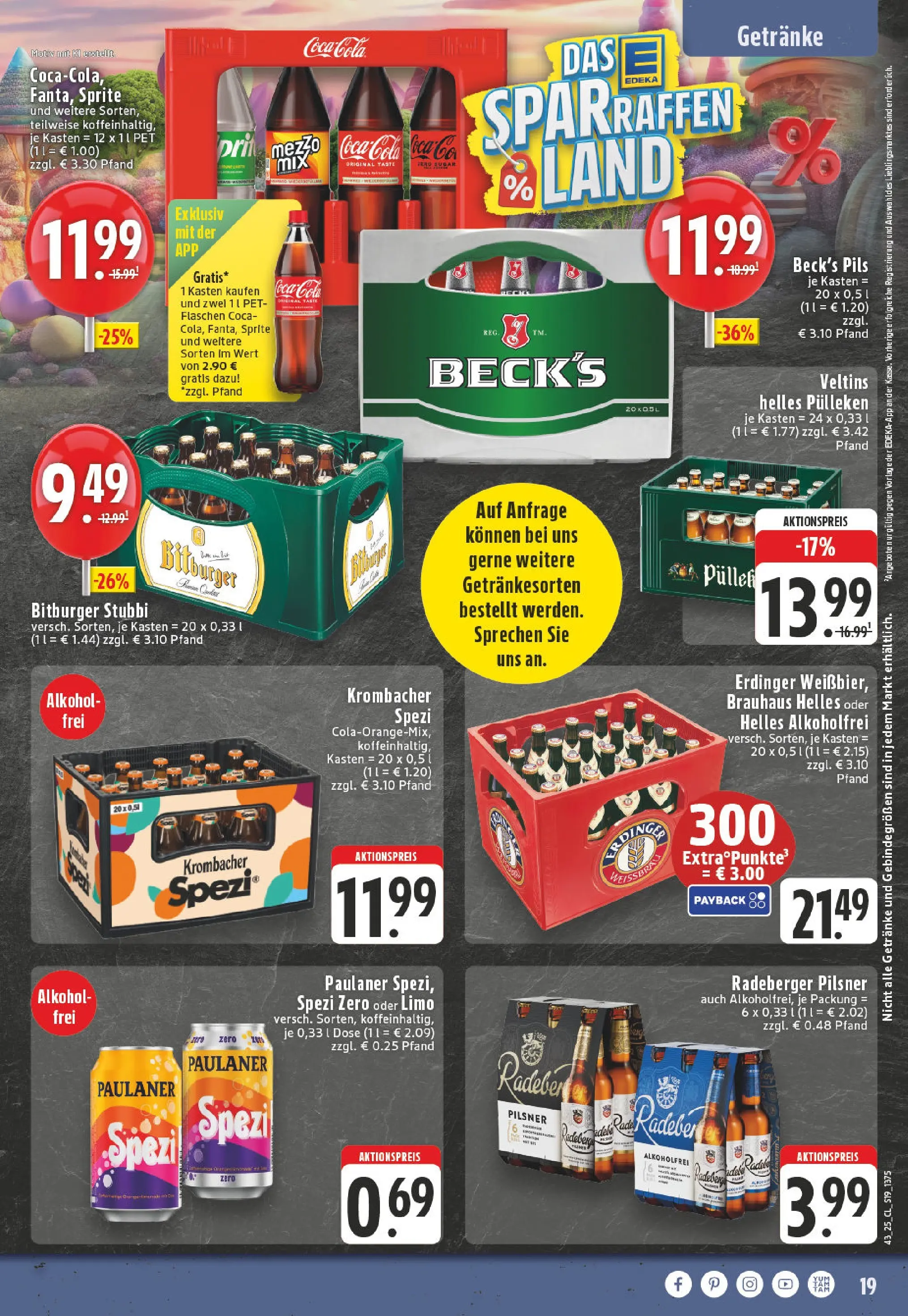 Edeka prospekt Witten-Herbede	 (ab 19.10.2025) » Angebote Online | Seite: 19 | Produkte: Bitburger, Cola, Krombacher, Radeberger pilsner
