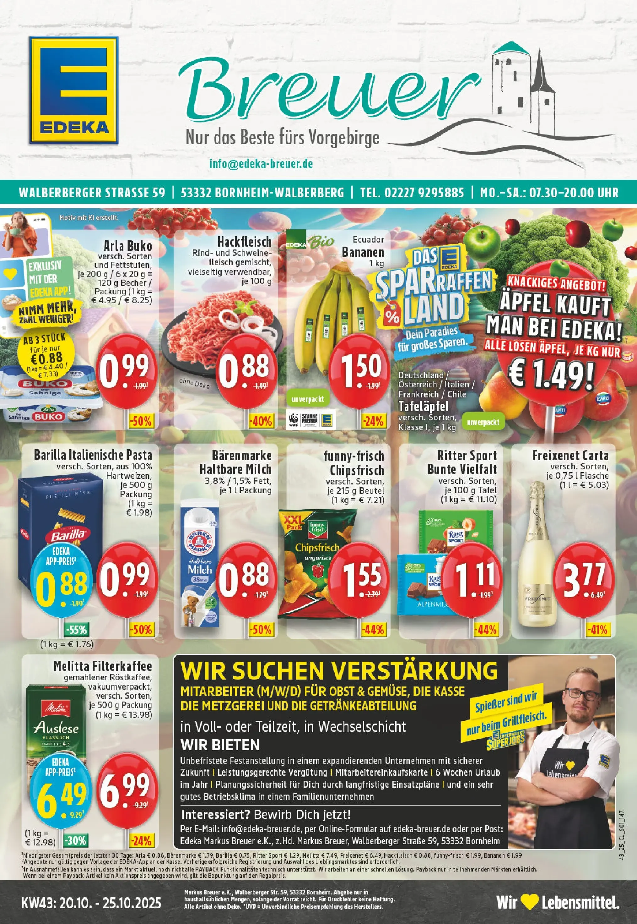 Edeka prospekt Bornheim-Walberberg	 (ab 19.10.2025) » Angebote Online | Seite: 1 | Produkte: Haltbare milch, Ritter sport, Schweinefleisch, Uhr