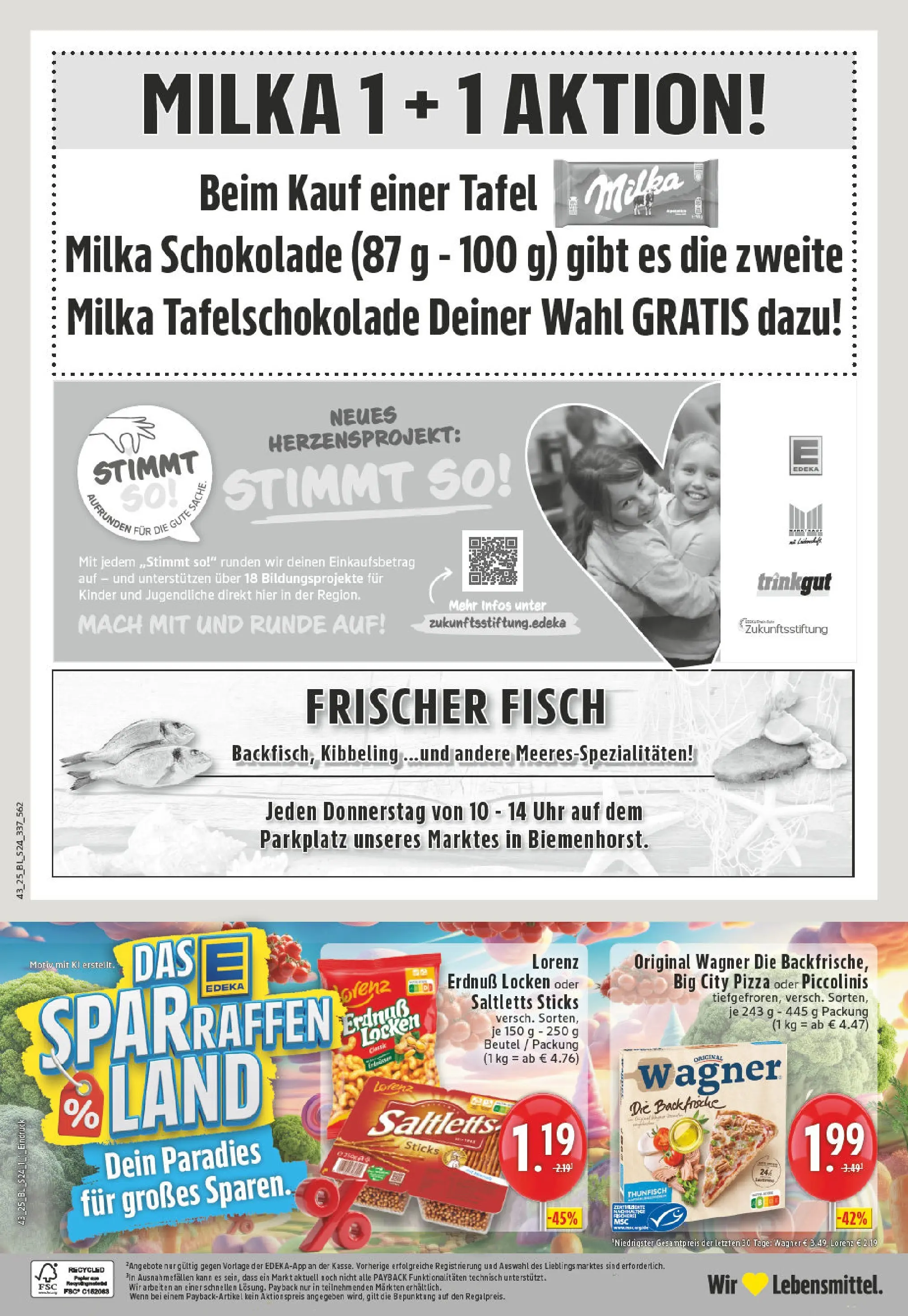 Edeka prospekt Bocholt-Sternern	 (ab 19.10.2025) » Angebote Online | Seite: 24 | Produkte: Milka schokolade, Fisch, Piccolinis, Pizza