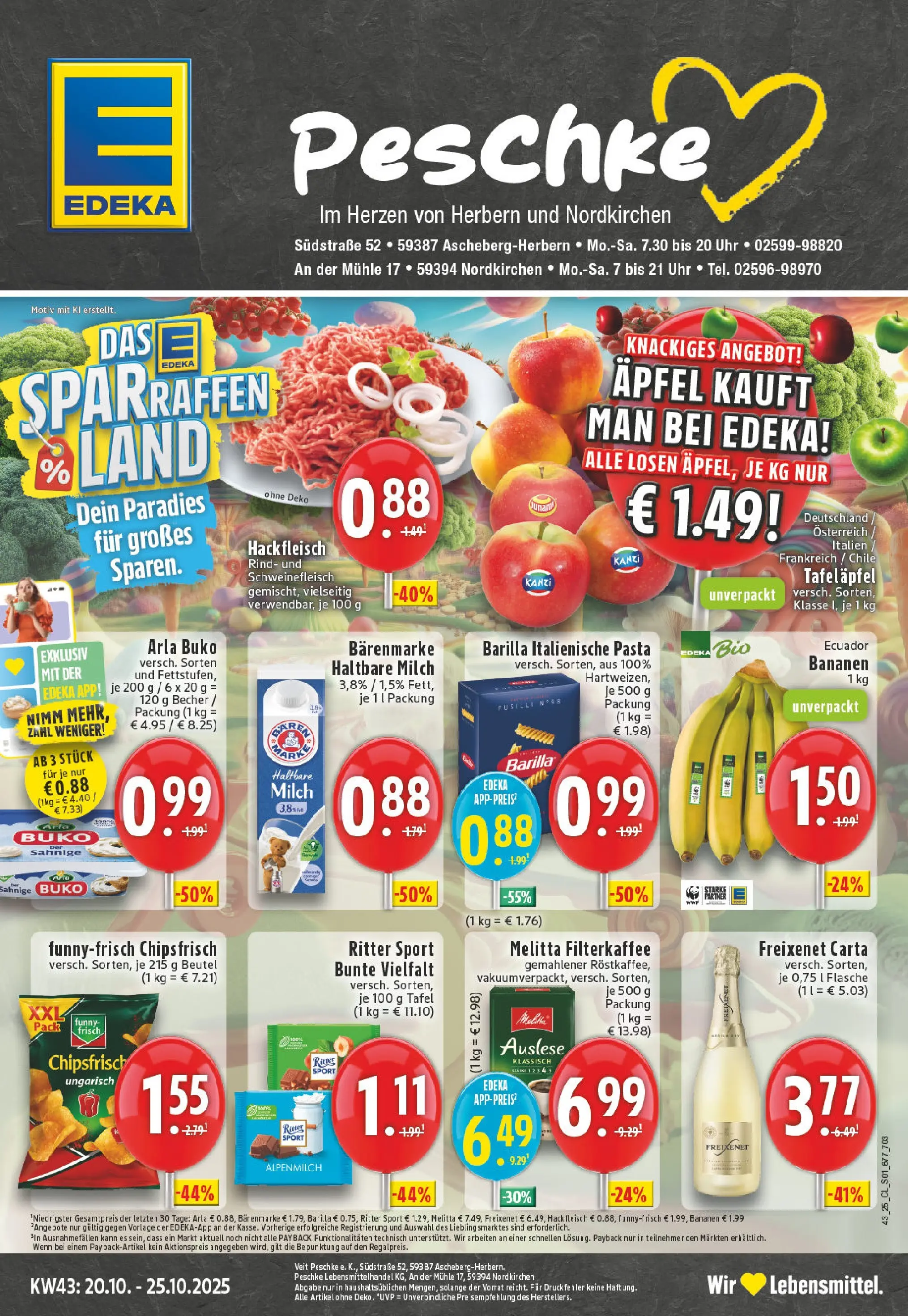 Edeka prospekt Nordkirchen	 (ab 19.10.2025) » Angebote Online | Seite: 1 | Produkte: Ritter sport, Äpfel, Arla buko, Pasta