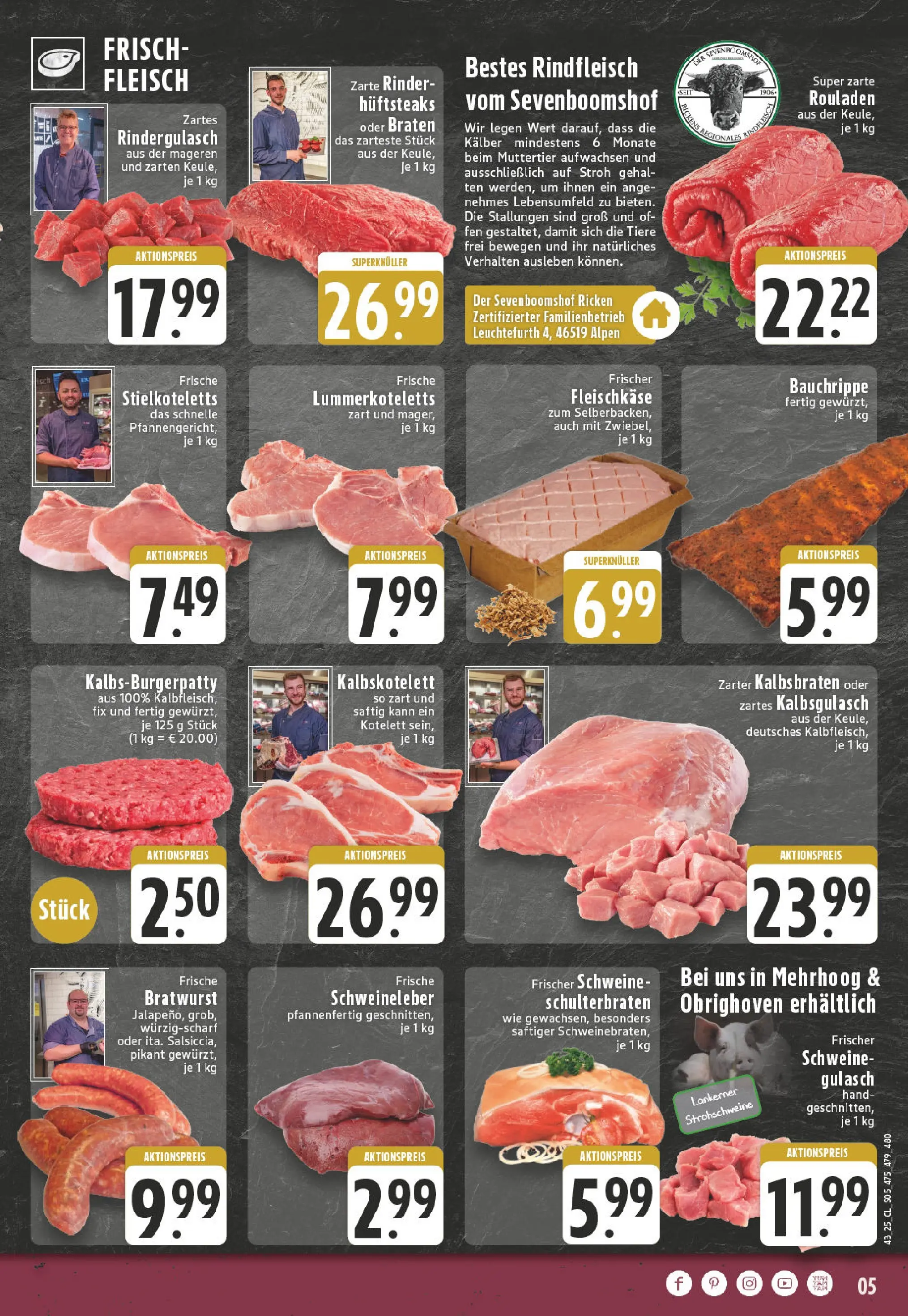 Edeka prospekt Hamminkeln -Mehrhoog	 (ab 19.10.2025) » Angebote Online | Seite: 5 | Produkte: Rindergulasch, Bratwurst, Burger, Rindfleisch