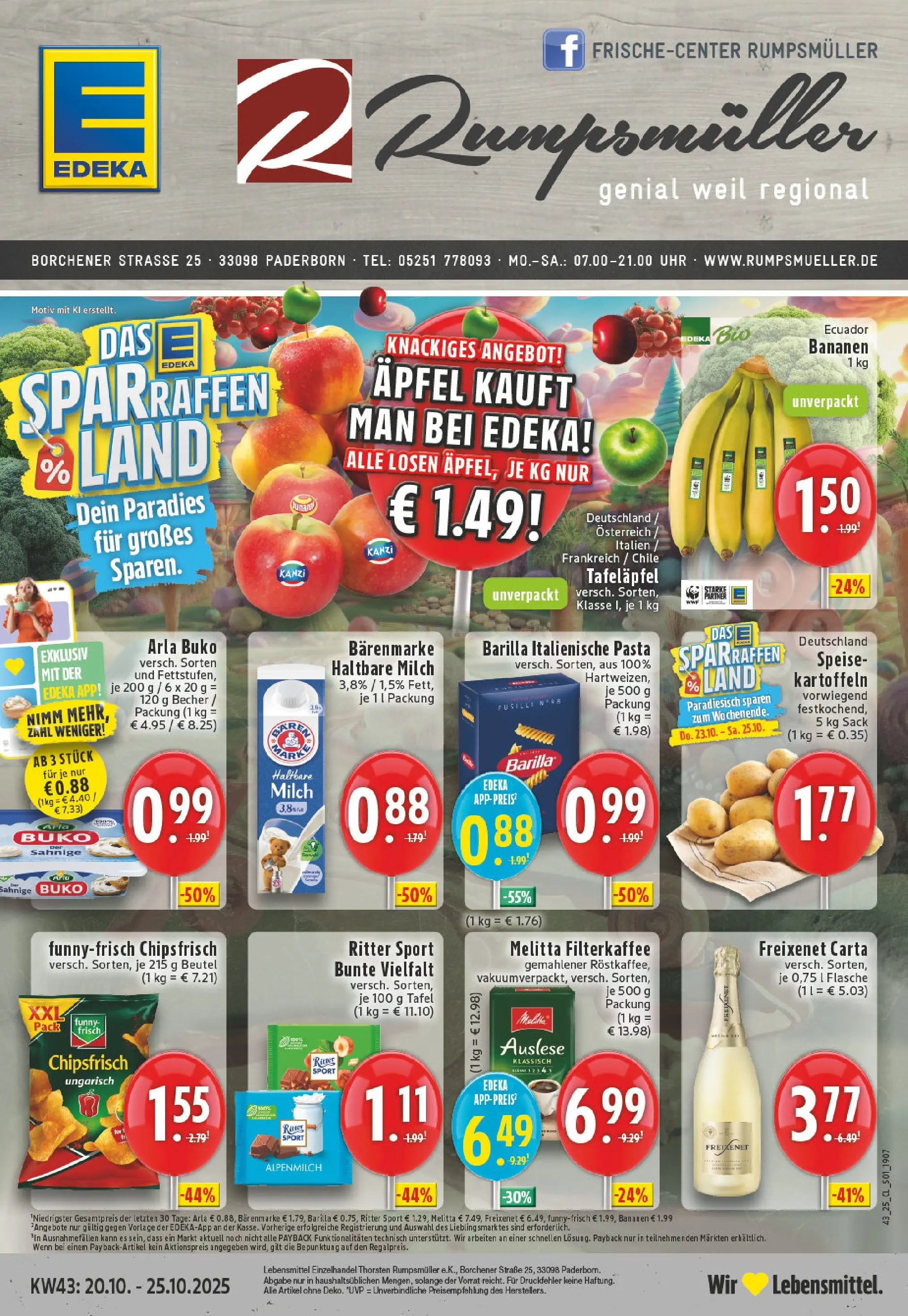 Edeka prospekt Paderborn	 (ab 19.10.2025) » Angebote Online | Seite: 1 | Produkte: Milch, Barilla, Freixenet, Äpfel
