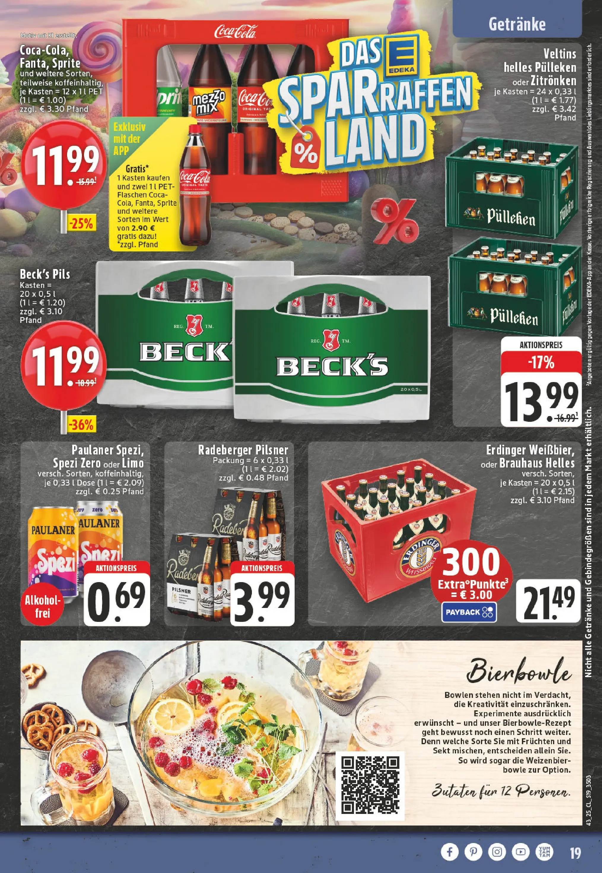 Edeka prospekt Meerbusch	 (ab 19.10.2025) » Angebote Online | Seite: 19 | Produkte: Helles pulleken, Coca cola, Pils, Veltins