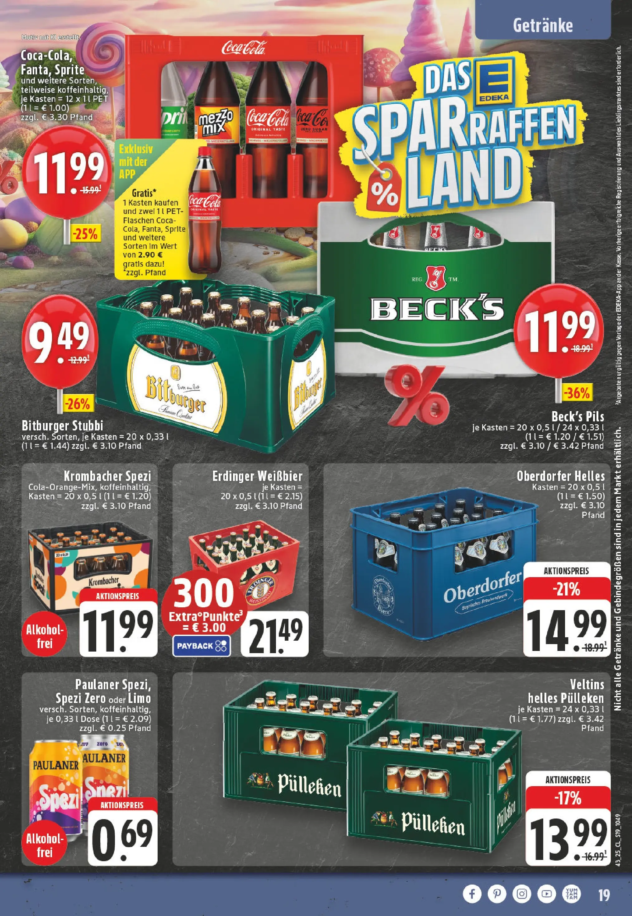Edeka prospekt Kempenich	 (ab 19.10.2025) » Angebote Online | Seite: 19 | Produkte: Sprite, Cola, Pils, Krombacher
