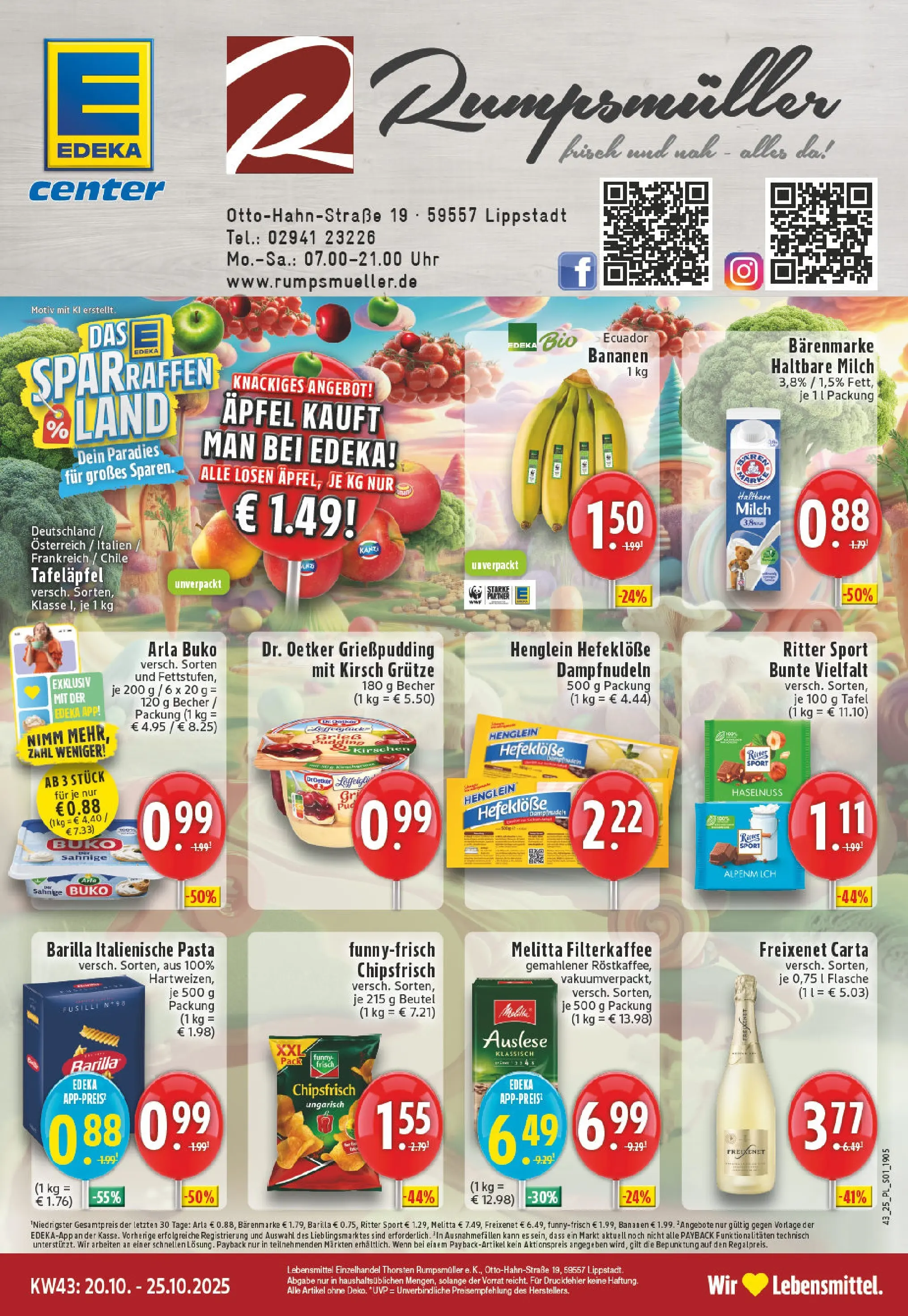 Edeka prospekt Lippstadt	 (ab 19.10.2025) » Angebote Online | Seite: 1 | Produkte: Milch, Kirschen, Chips, Uhr