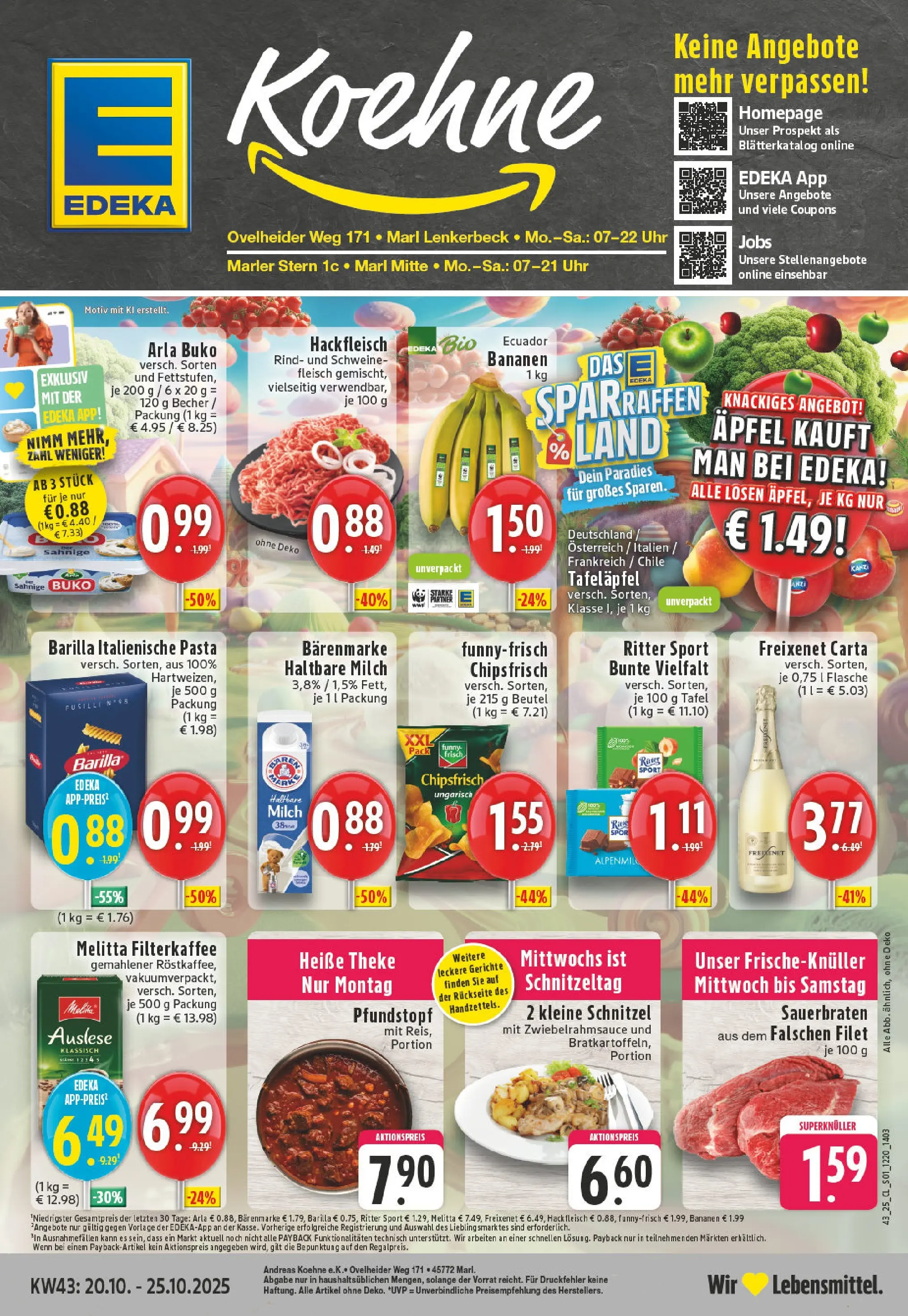 Edeka prospekt Marl	 (ab 19.10.2025) » Angebote Online | Seite: 1 | Produkte: Barilla, Haltbare milch, Arla buko, Hackfleisch
