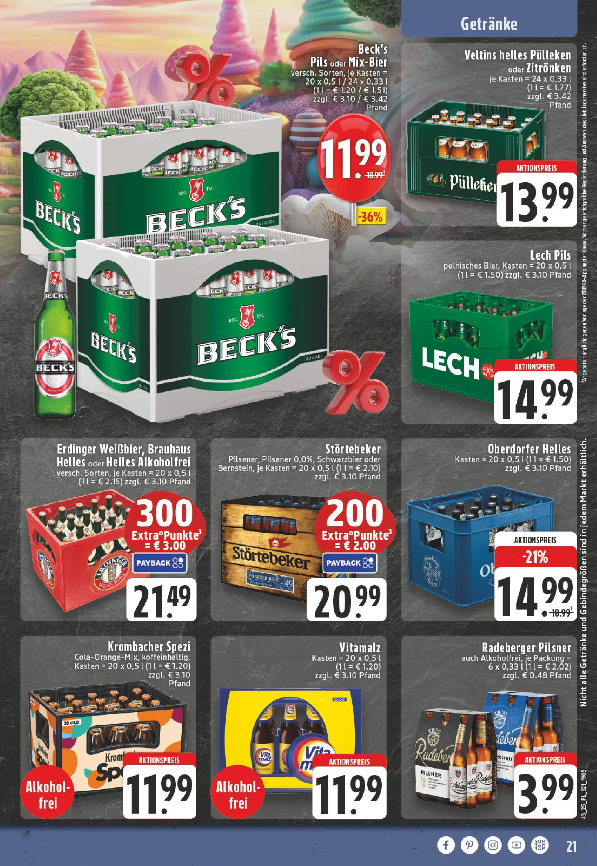 Edeka prospekt Lippstadt	 (ab 19.10.2025) » Angebote Online | Seite: 21 | Produkte: Helles pulleken, Pils, Krombacher, Radeberger pilsner