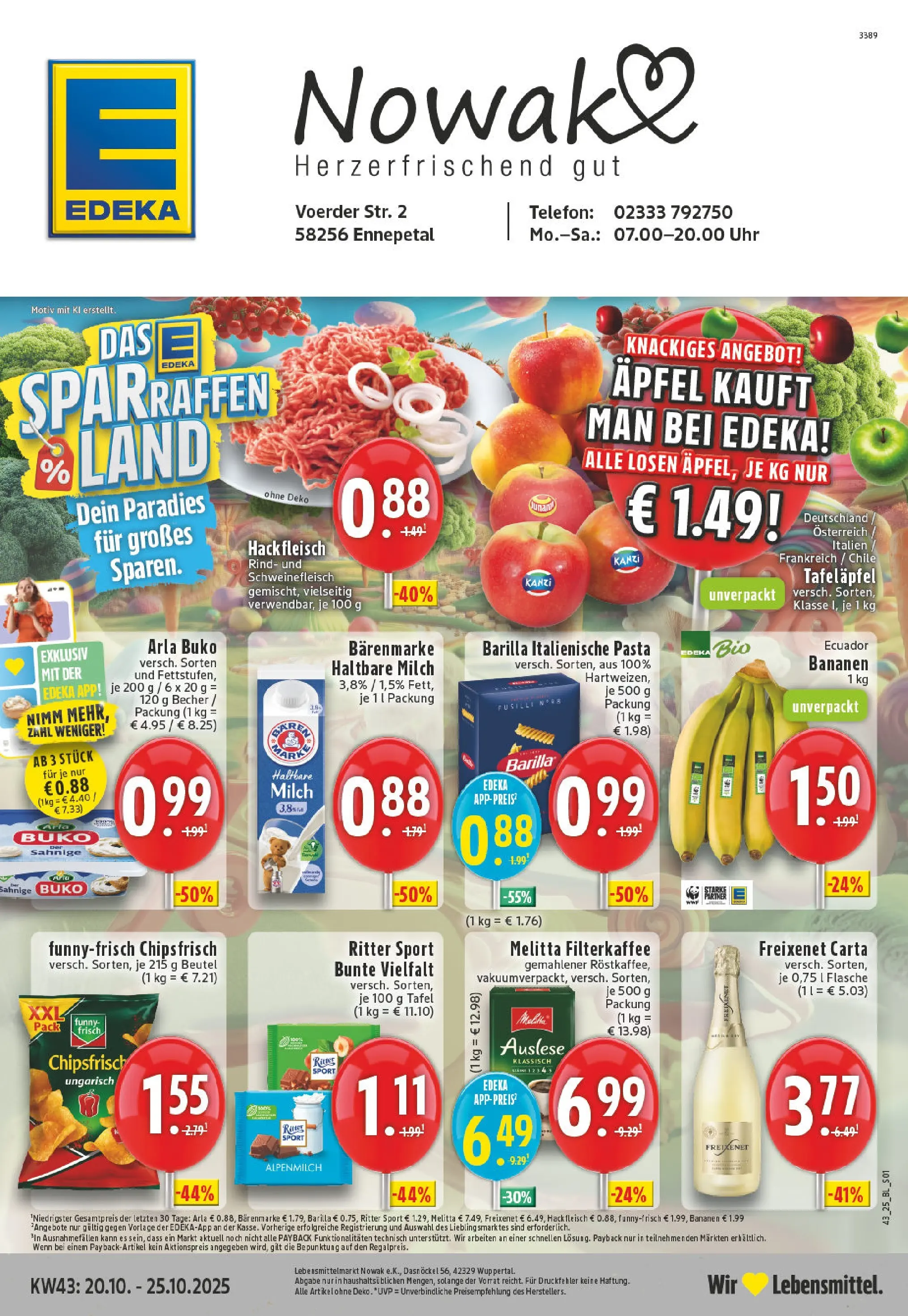 Edeka prospekt Ennepetal	 (ab 19.10.2025) » Angebote Online | Seite: 1 | Produkte: Milch, Freixenet, Pasta, Fleisch