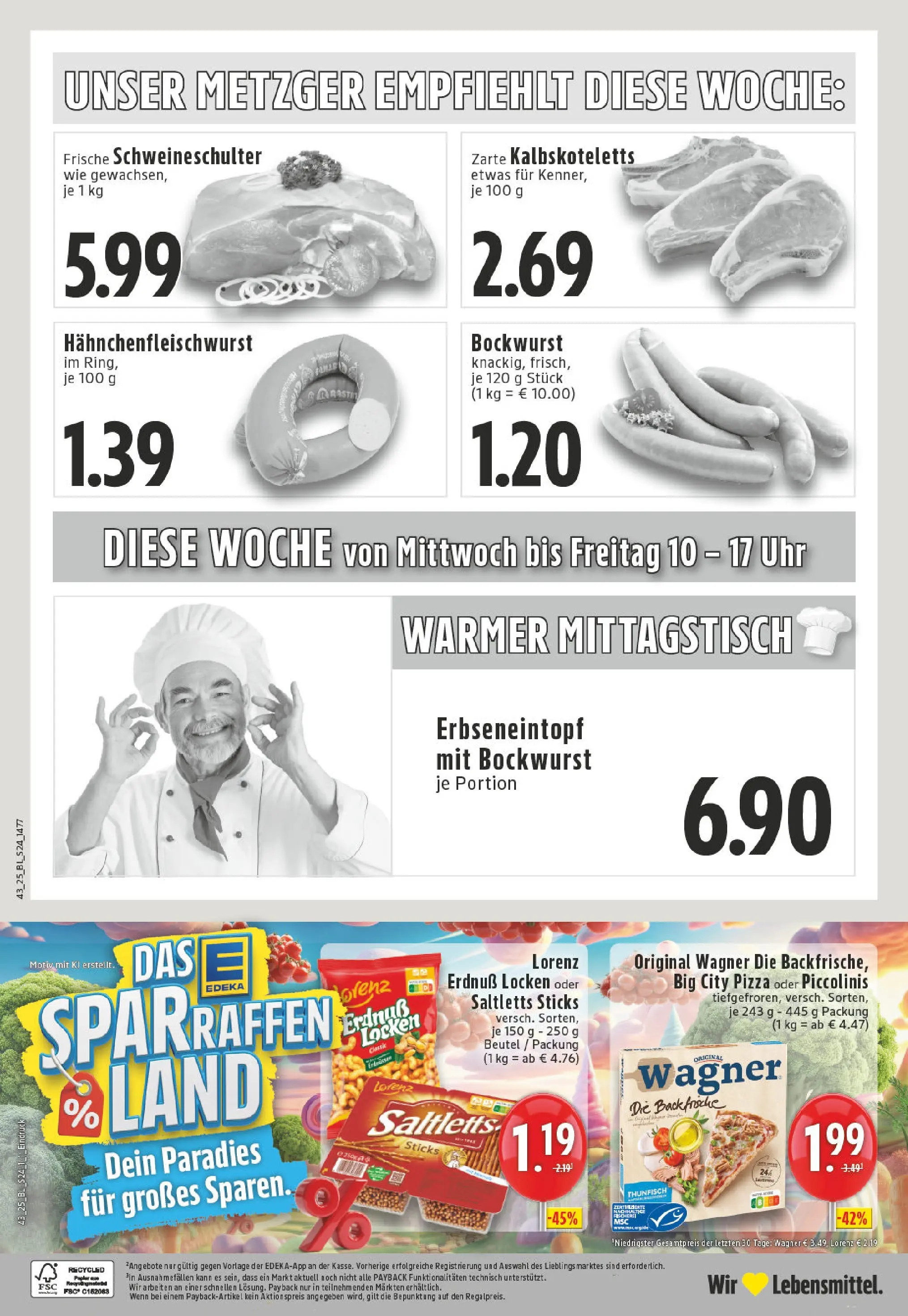 Edeka prospekt Bottrop	 (ab 19.10.2025) » Angebote Online | Seite: 24 | Produkte: Bockwurst, Piccolinis, Pizza, Uhr