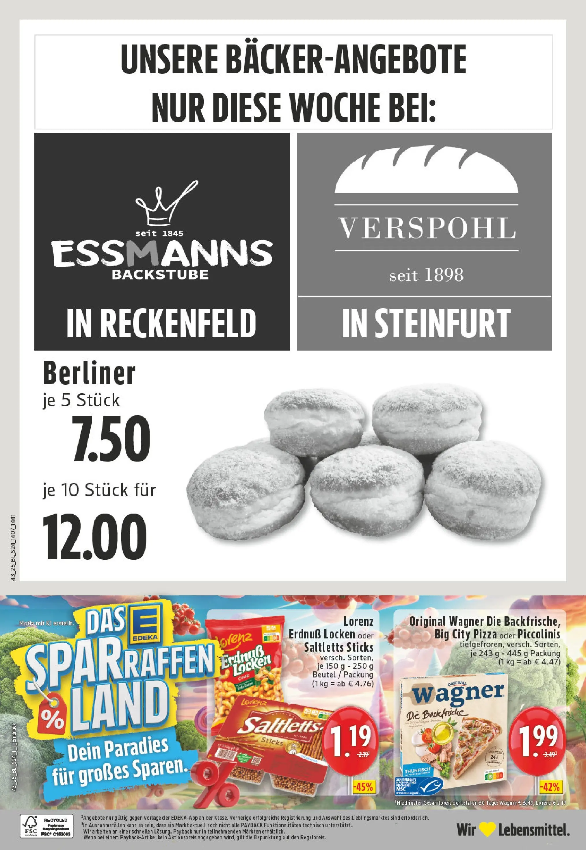 Edeka prospekt Steinfurt	 (ab 19.10.2025) » Angebote Online | Seite: 24 | Produkte: Berliner, Thunfisch, Piccolinis, Pizza