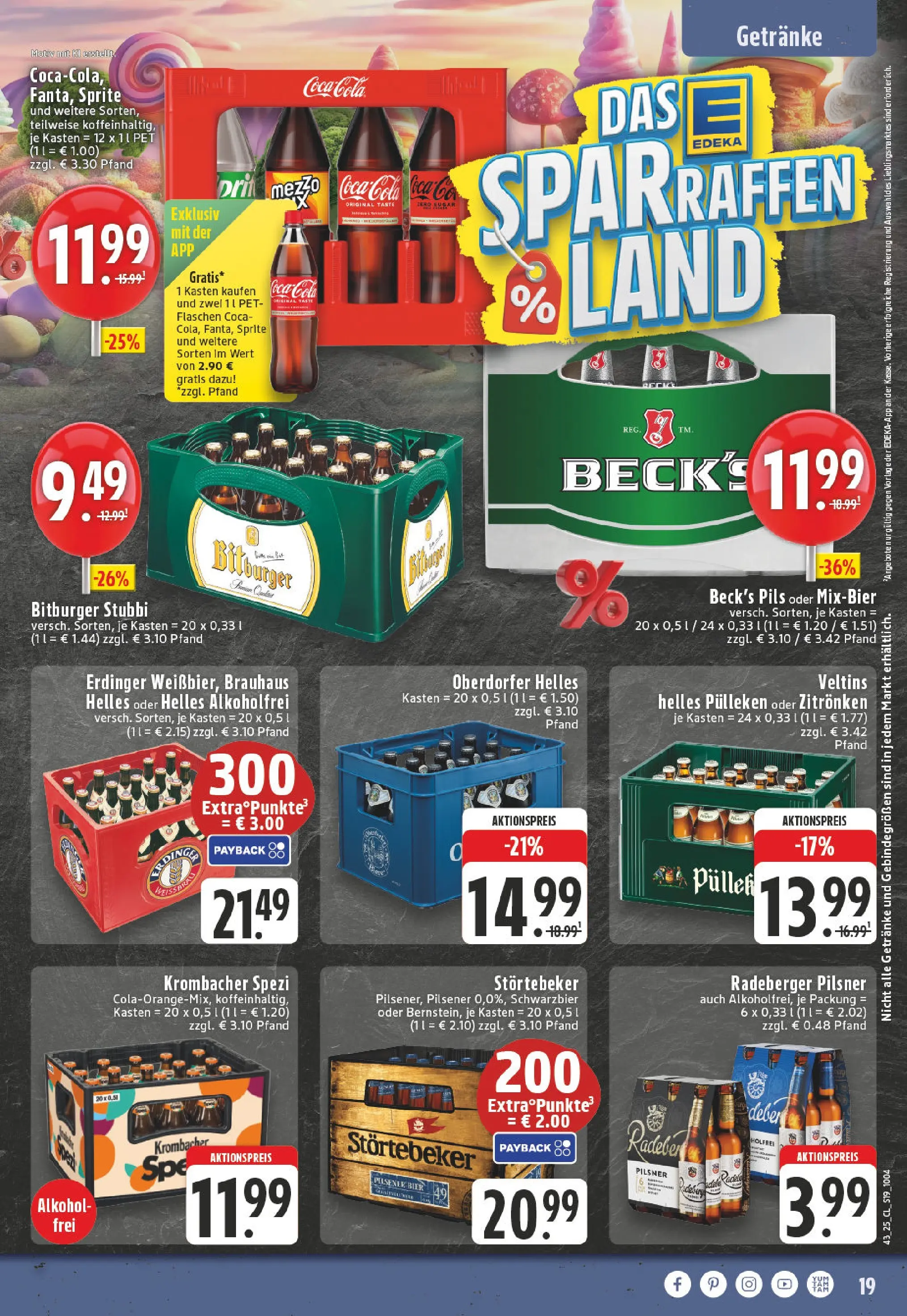 Edeka prospekt Versmold	 (ab 19.10.2025) » Angebote Online | Seite: 19 | Produkte: Sprite, Erdinger, Krombacher, Radeberger pilsner