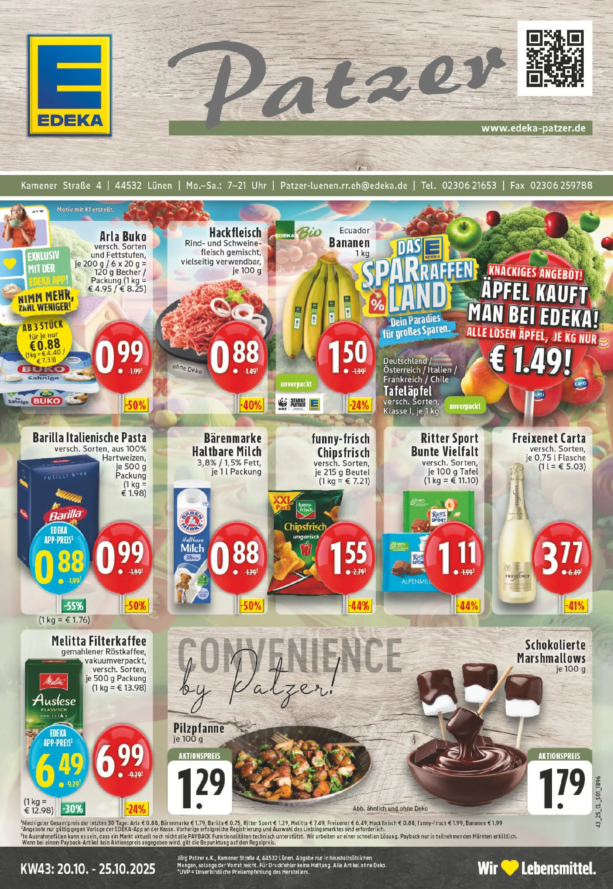 Edeka prospekt Lünen	 (ab 19.10.2025) » Angebote Online | Seite: 1 | Produkte: Äpfel, Bananen, Arla buko, Hackfleisch
