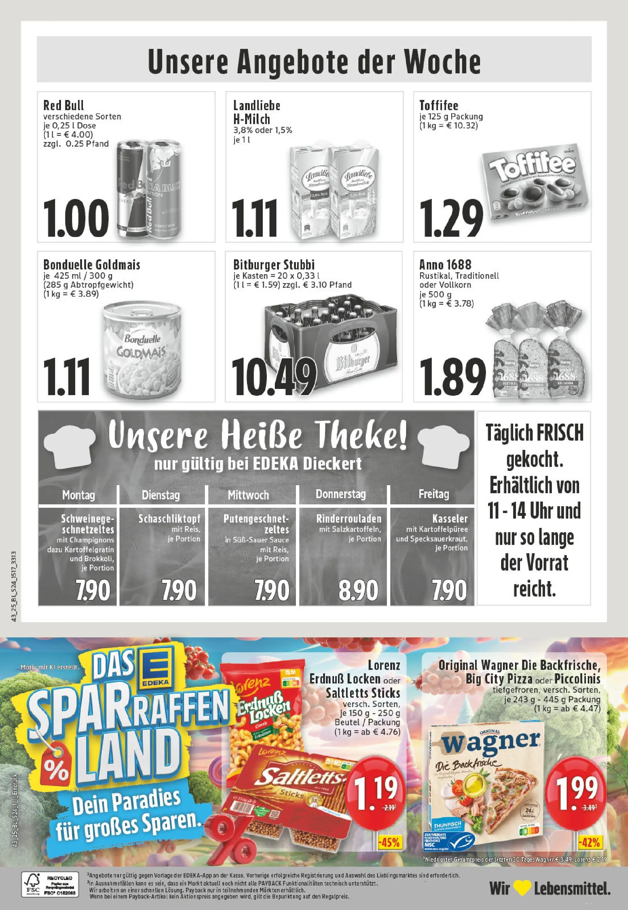 Edeka prospekt Heinsberg	 (ab 19.10.2025) » Angebote Online | Seite: 24 | Produkte: Bitburger, Theke, Pizza, Uhr