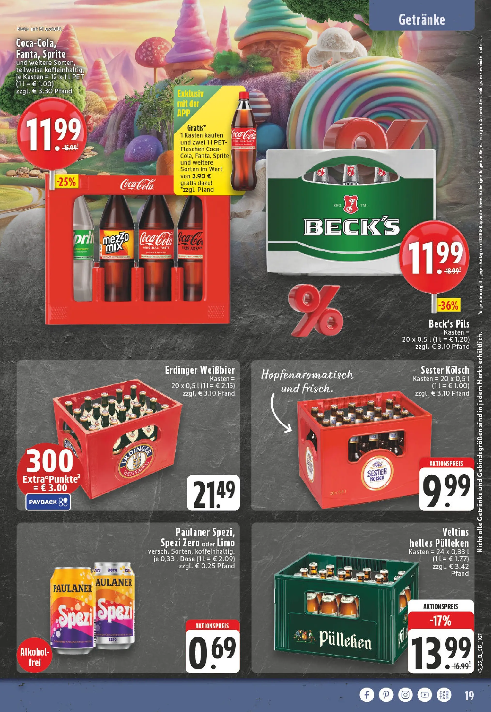 Edeka prospekt Ruppichteroth	 (ab 19.10.2025) » Angebote Online | Seite: 19 | Produkte: Helles pulleken, Cola, Paulaner, Veltins