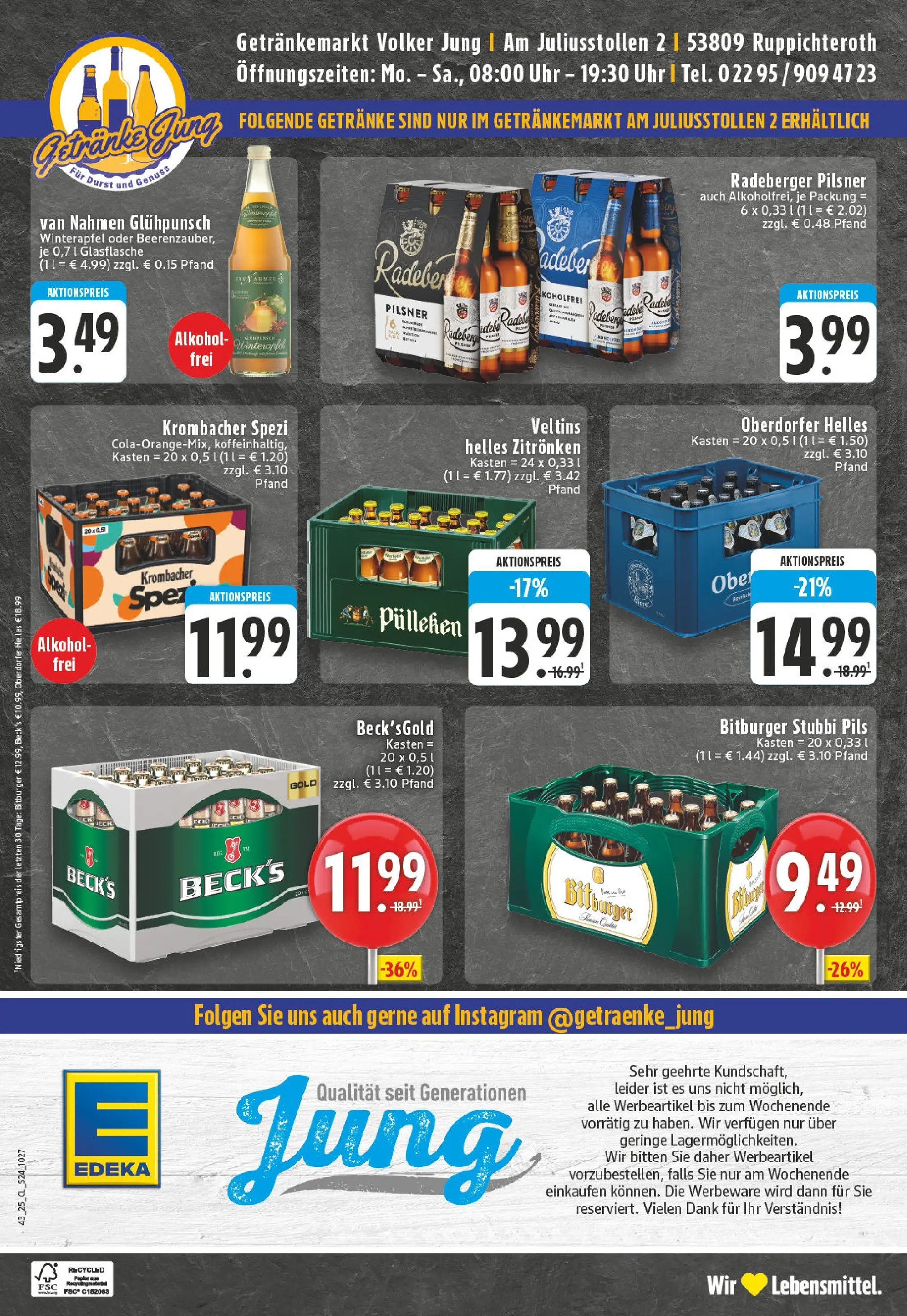 Edeka prospekt Ruppichteroth	 (ab 19.10.2025) » Angebote Online | Seite: 24 | Produkte: Pils, Krombacher, Radeberger pilsner, Veltins